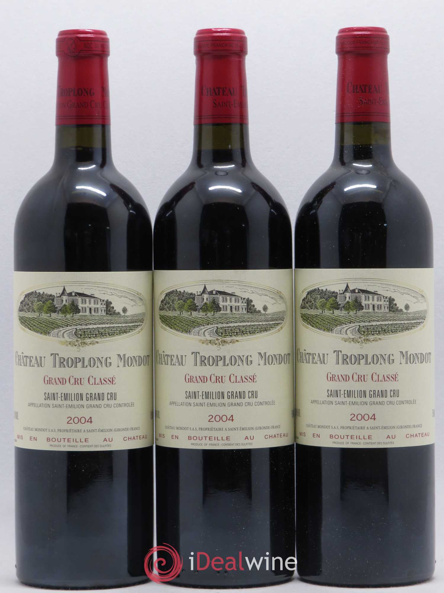 Château Troplong Mondot 1er Grand Cru Classé B 2004 - Lot de 3 bouteilles - 0