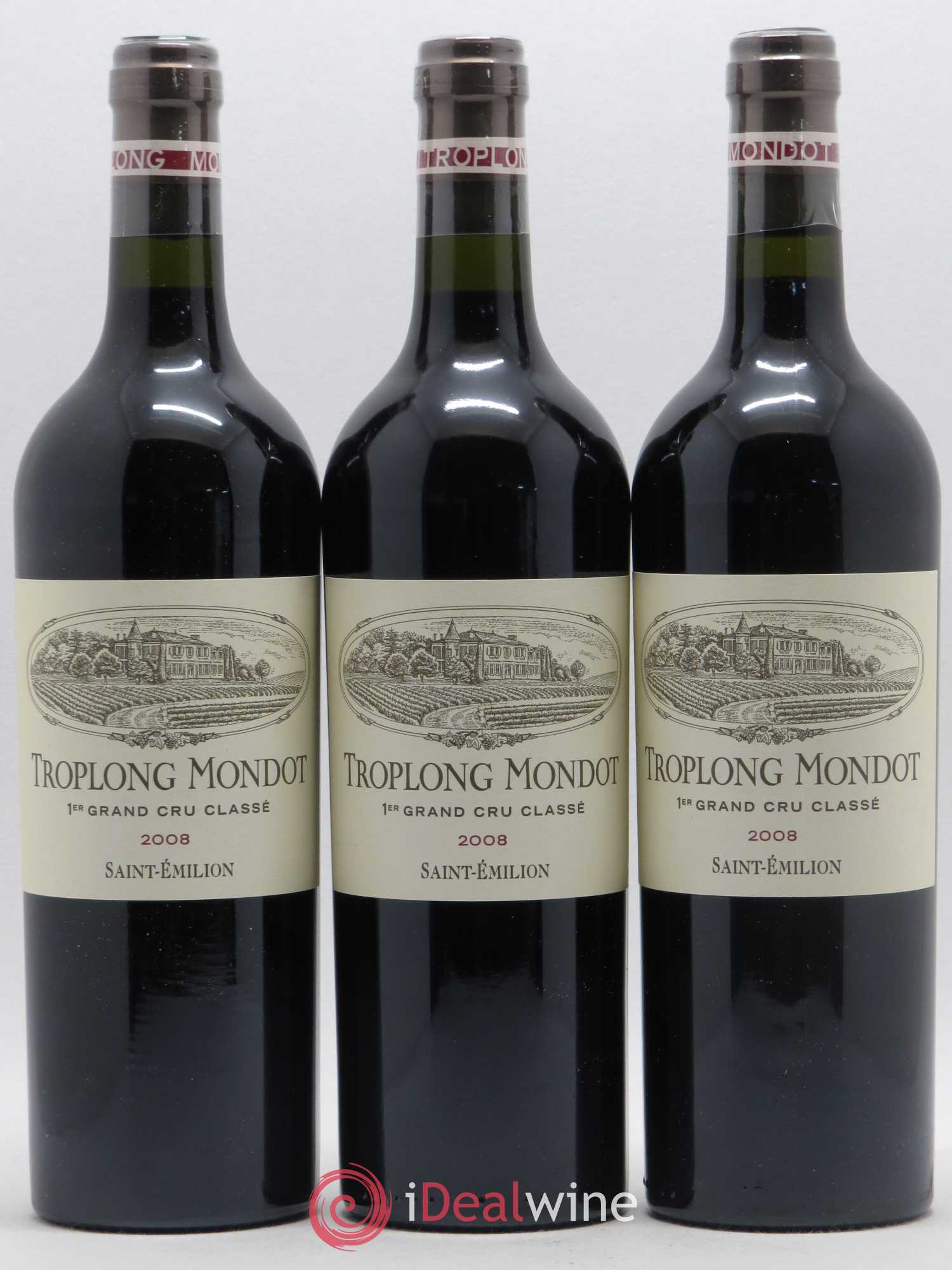 Château Troplong Mondot 1er Grand Cru Classé B 2008 - Lot de 3 bouteilles - 0