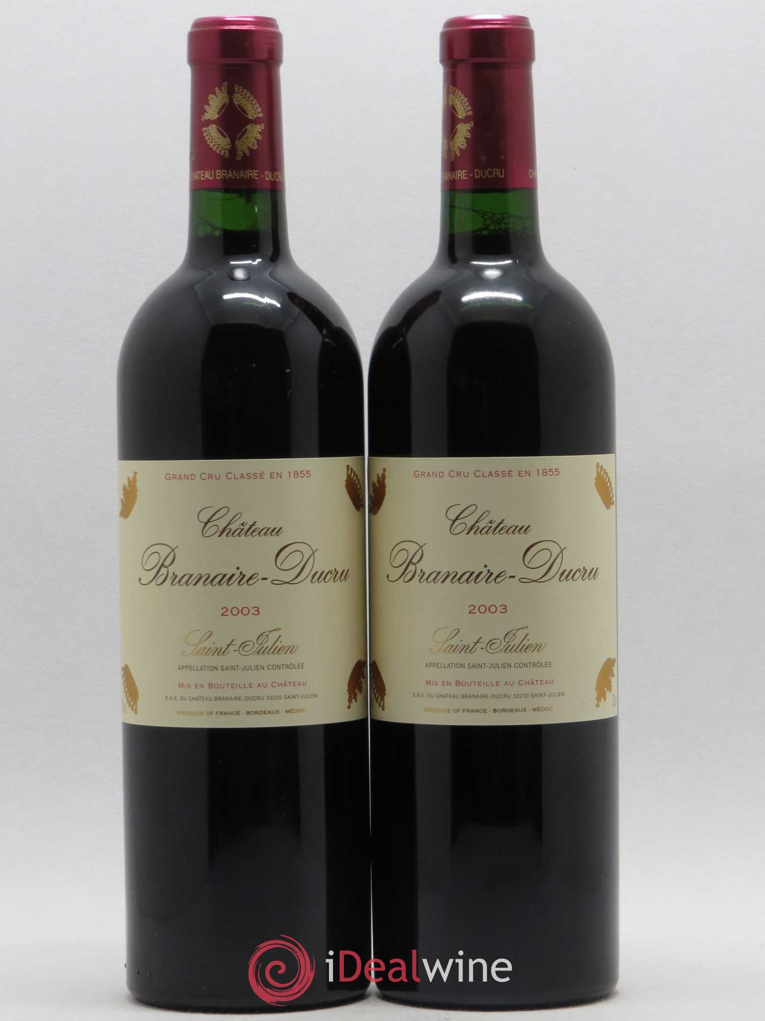 Château Branaire Ducru 4ème Grand Cru Classé 2003 - Lotto di 2 bottiglie - 0