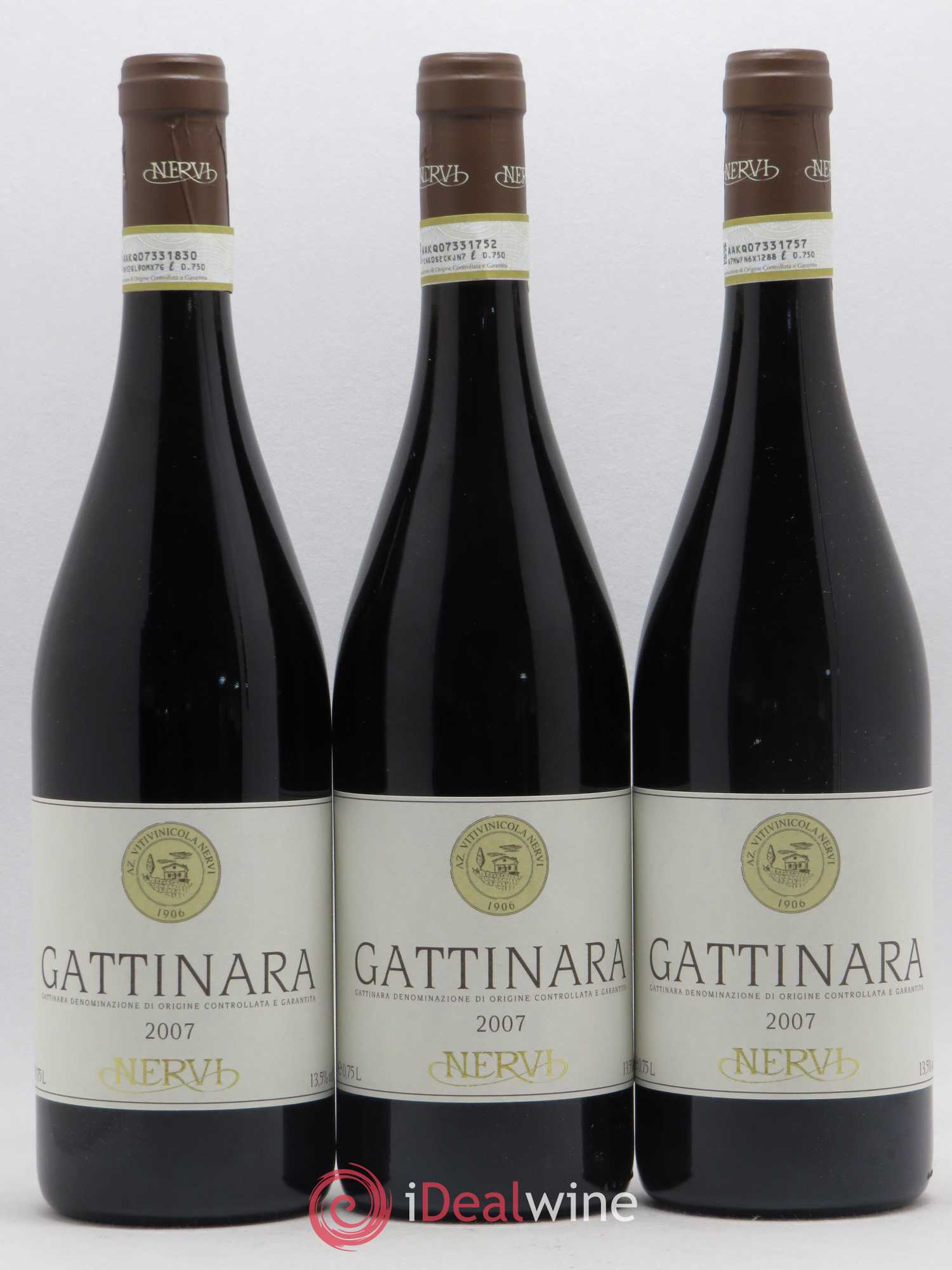 Gattinara DOCG Nervi Conterno 2007 - Lot de 3 bouteilles - 0