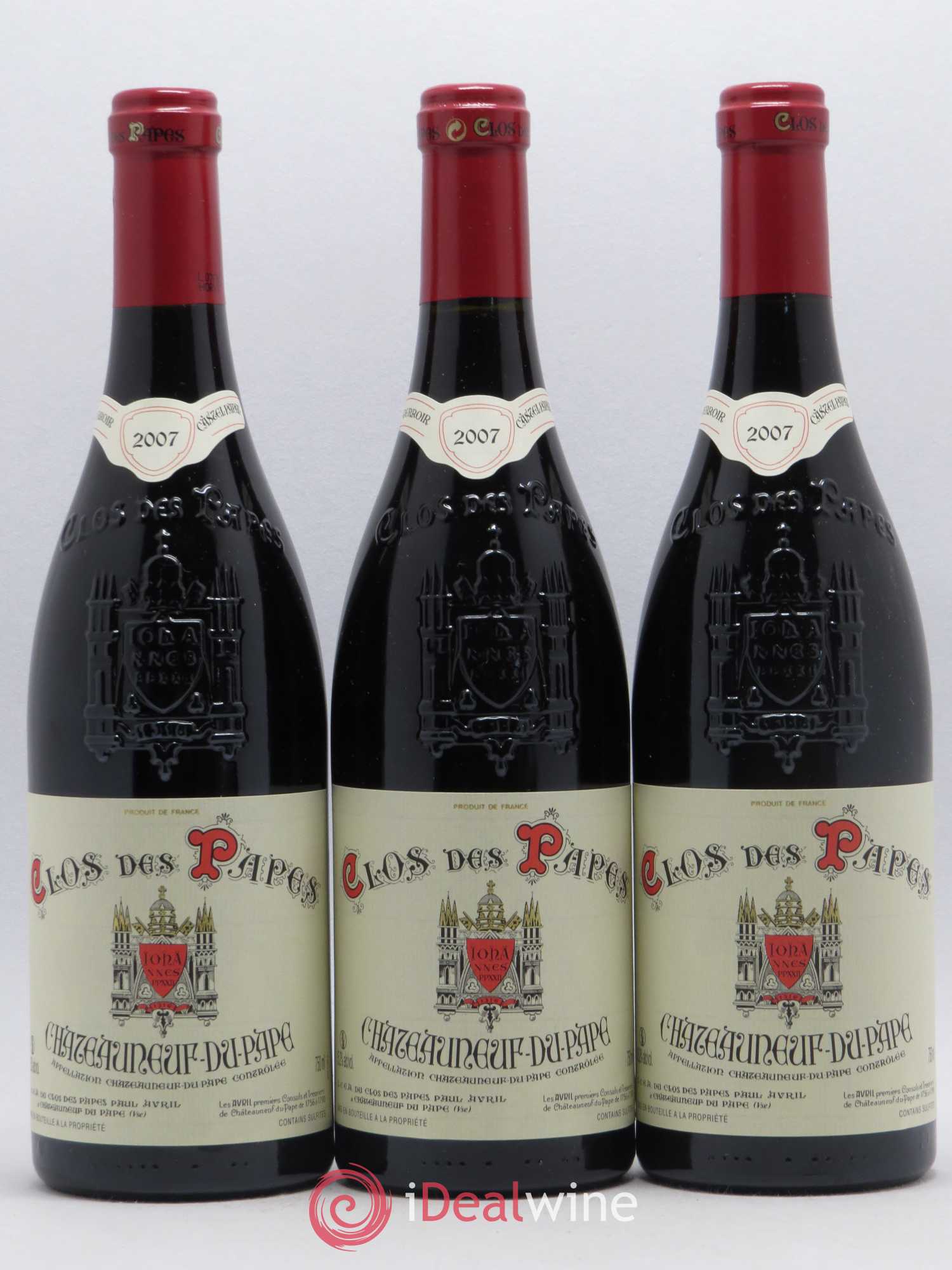 Châteauneuf-du-Pape Clos des Papes - Paul Avril 2007 - Lot de 3 bouteilles - 0
