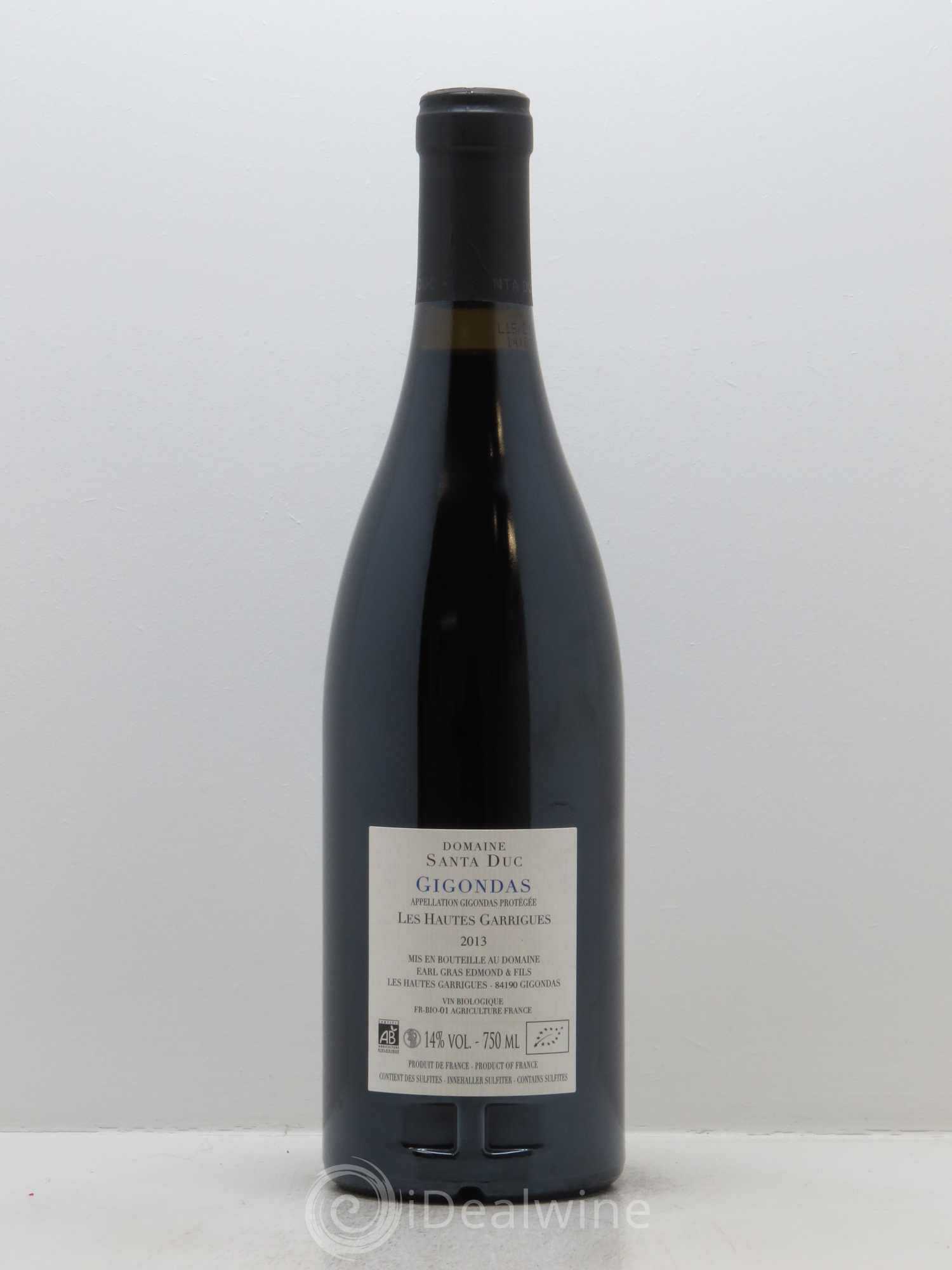 Gigondas Santa Duc (Domaine) Hautes Garrigues Famille Gras 2013 - Lot de 1 bouteille - 1