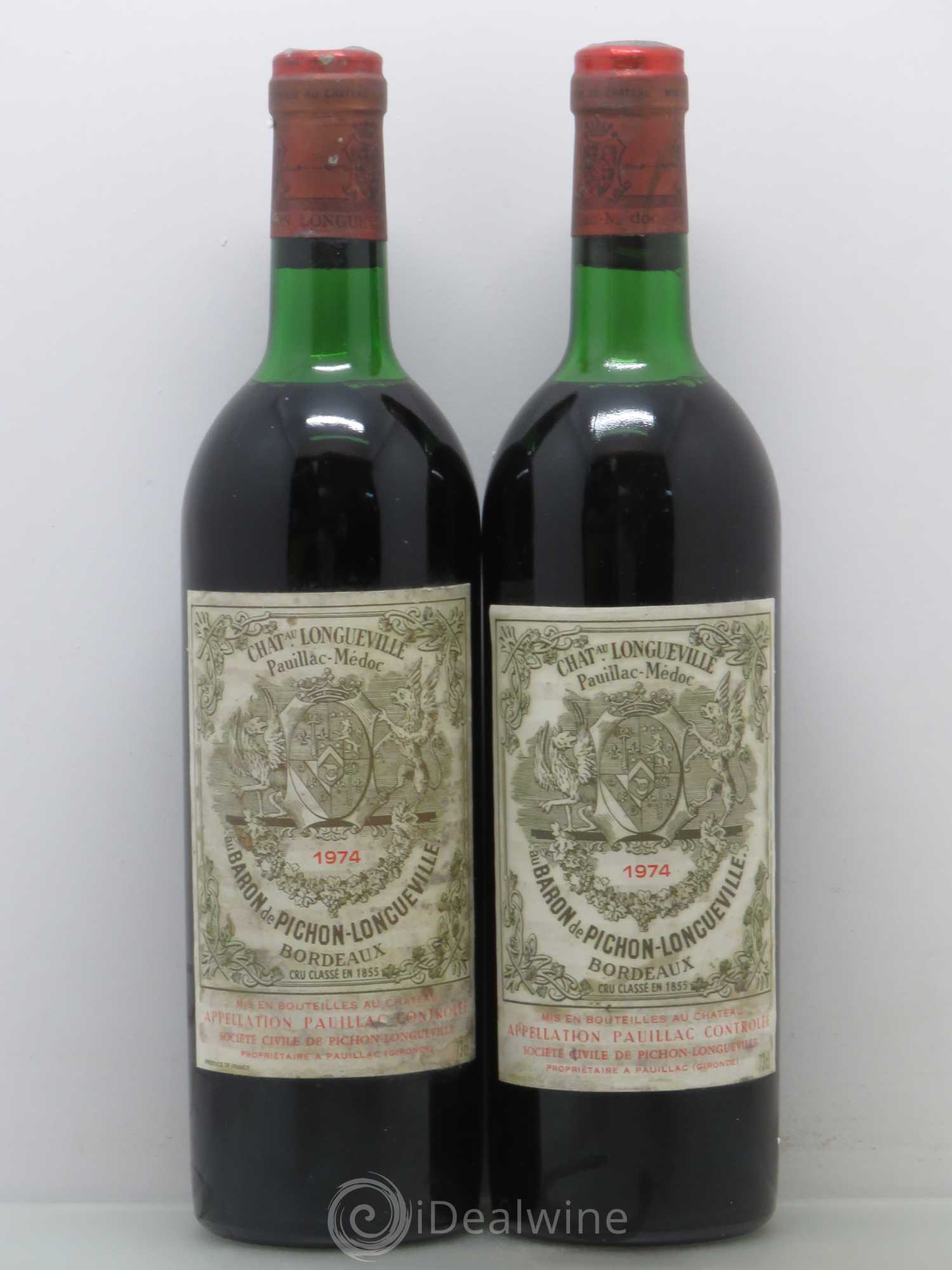 Pichon Longueville Baron 2ème Grand Cru Classé 1974 - Lot de 2 bouteilles - 0