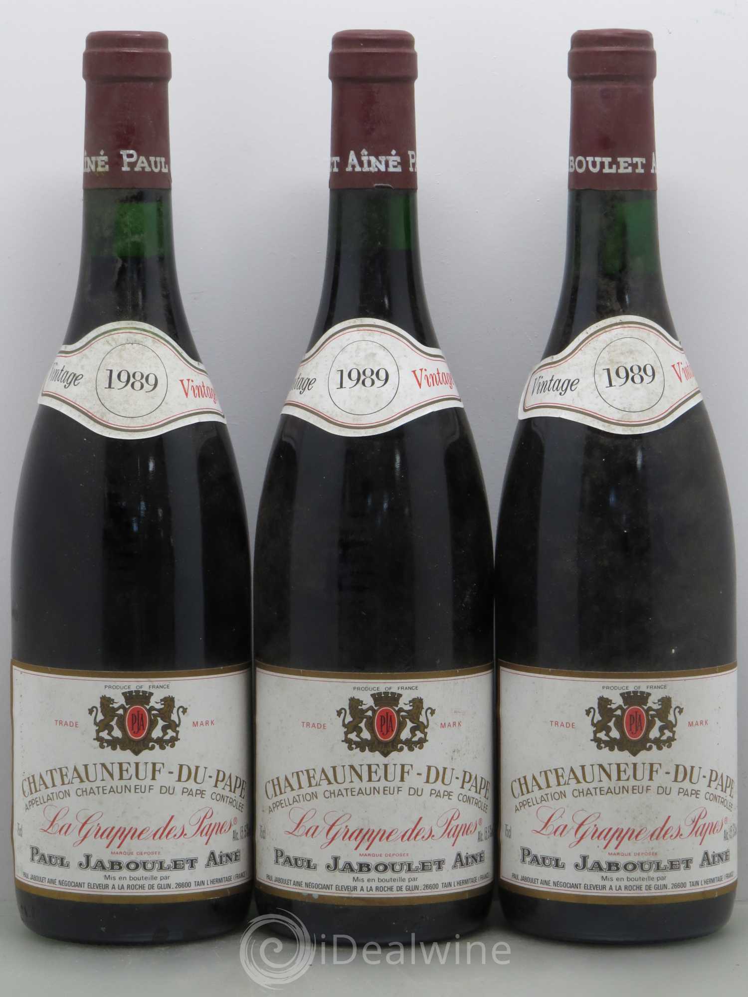 Châteauneuf-du-Pape La Grappe Des Papes Paul Jaboulet Aine 1989 - Posten von 3 Flaschen - 0