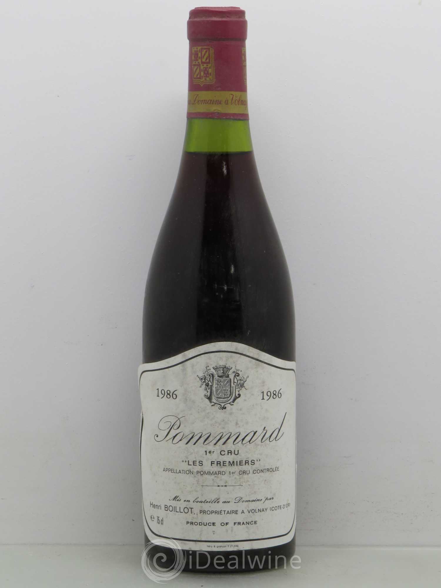 Pommard 1er Cru Les Frémiers Lucien Boillot & Fils (Domaine) 1986 - Lot de 1 bouteille - 0