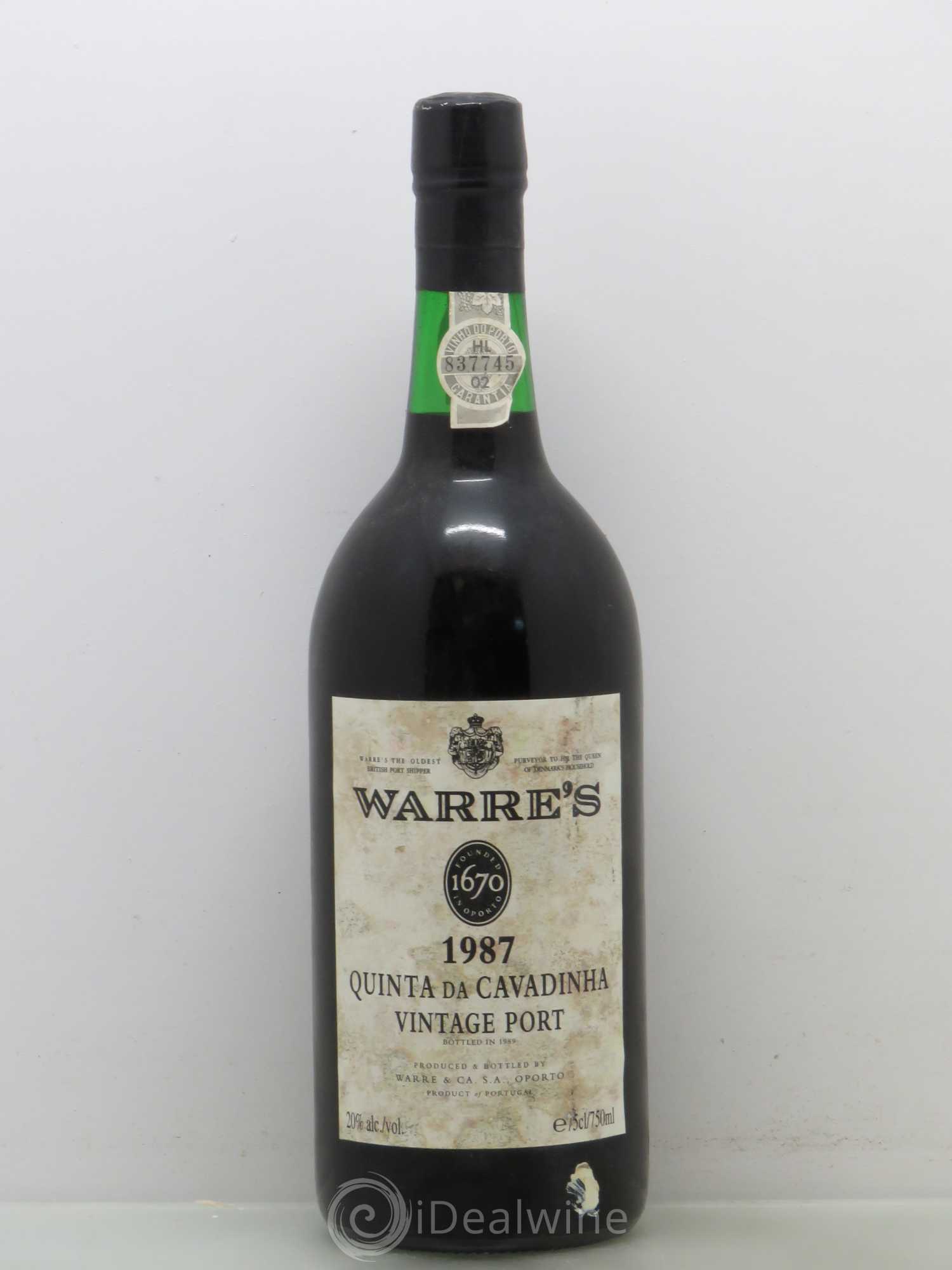 Porto Vintage Warres Quinta Da Cavadinha (sans prix de réserve) 1987 - Posten von 1 Flasche - 0