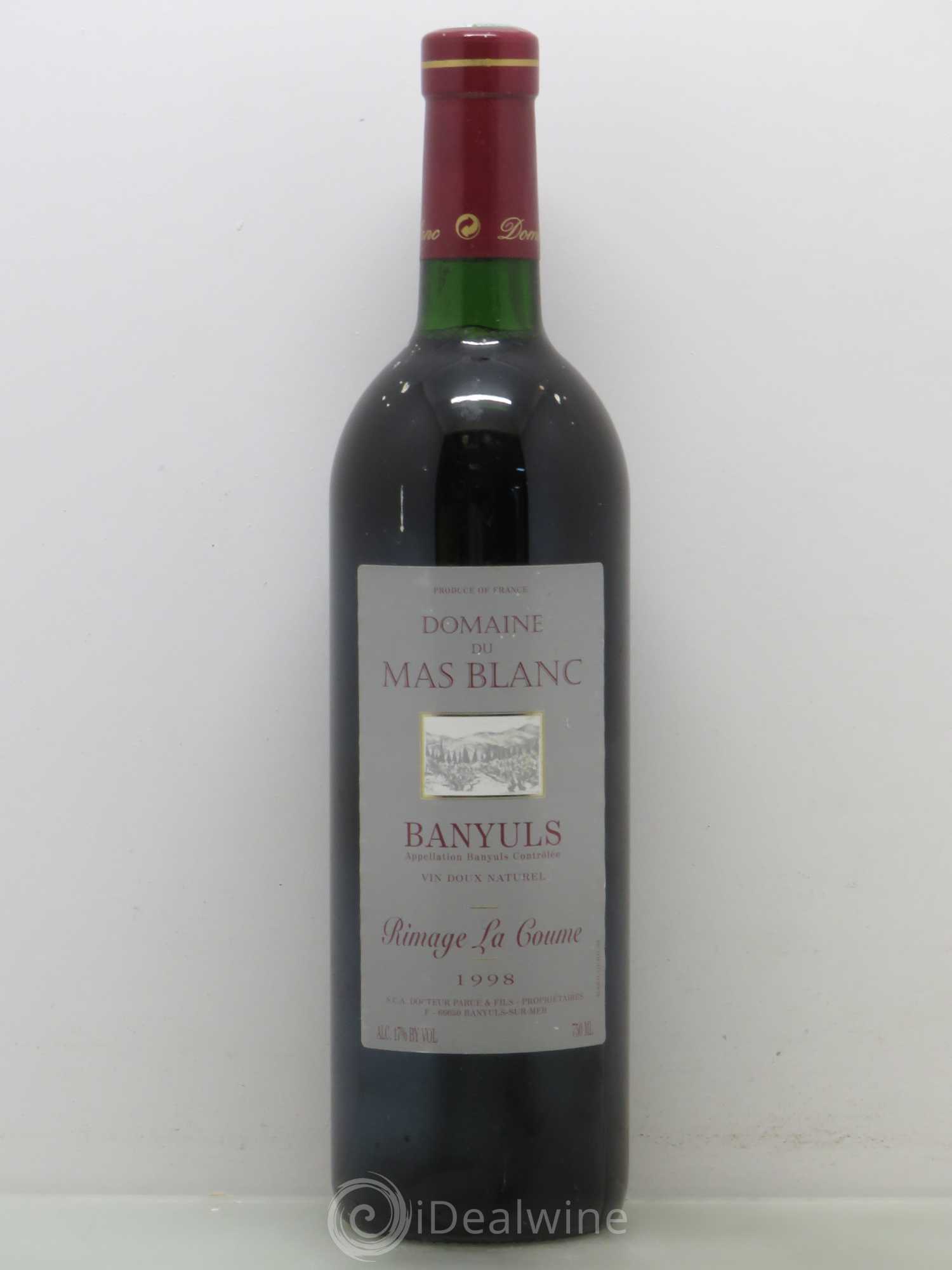 Banyuls Rimage La Coume Mas Blanc (Domaine du) - Parcé et Fils (sans prix de réserve) 1998 - Lot de 1 bouteille - 0