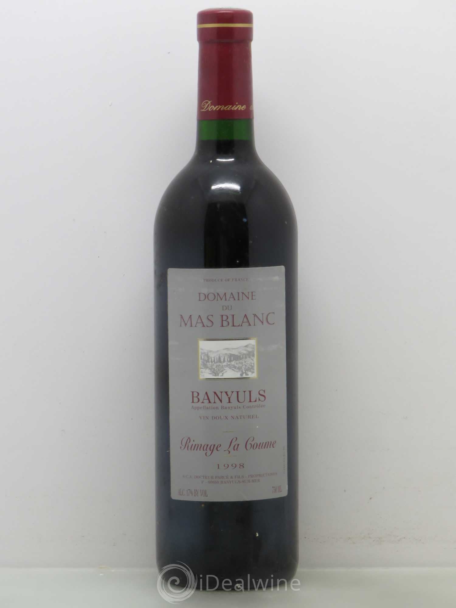 Banyuls Rimage La Coume Mas Blanc (Domaine du) - Parcé et Fils (sans prix de réserve) 1998 - Lot de 1 bouteille - 0