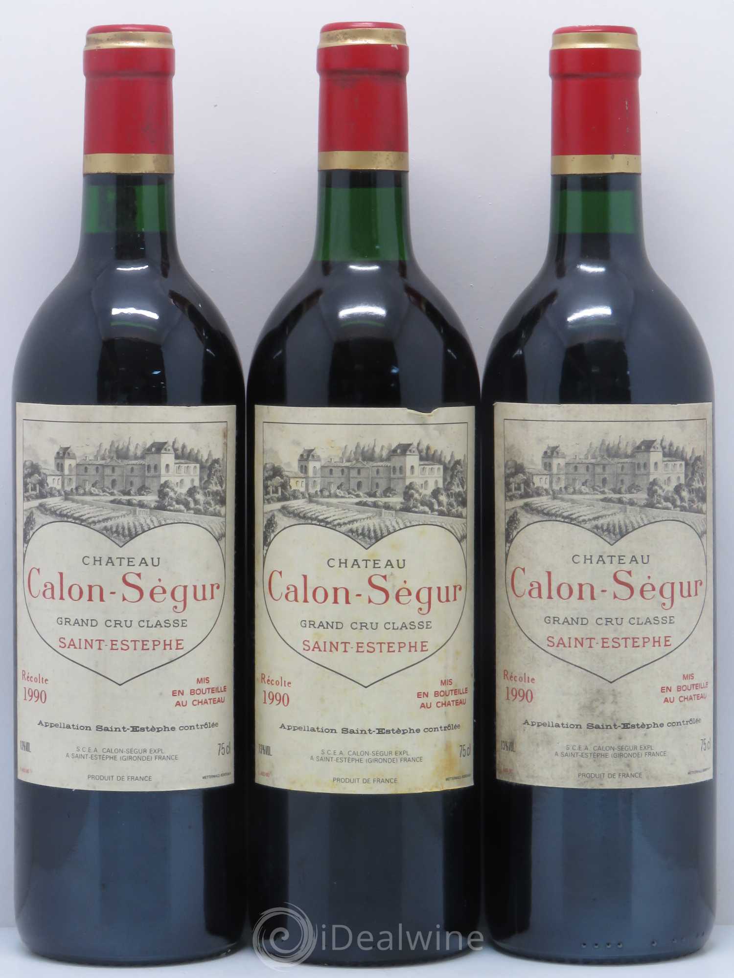 Château Calon Ségur 3ème Grand Cru Classé 1990 - Lot de 3 bouteilles - 0