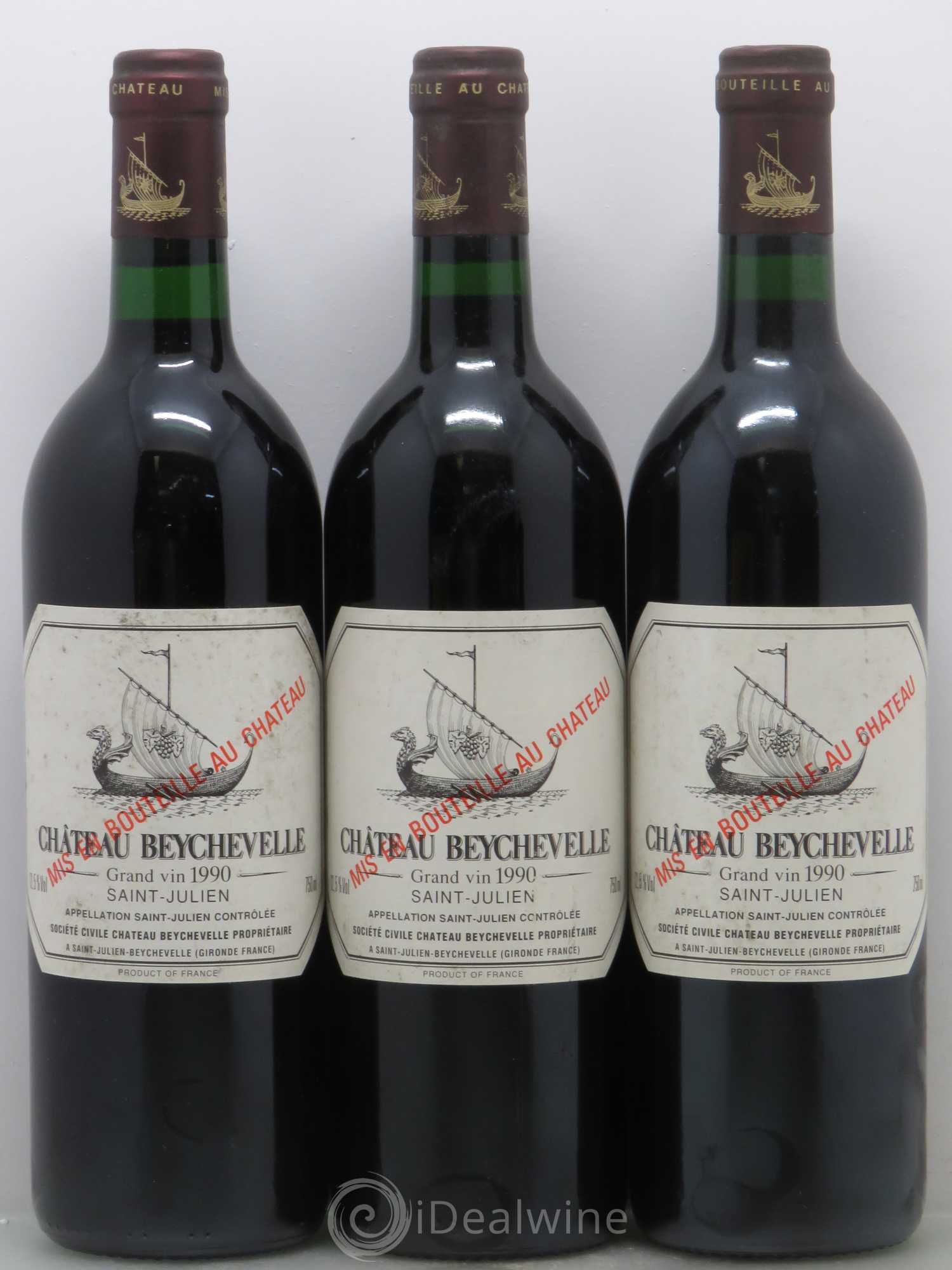 Château Beychevelle 4ème Grand Cru Classé 1990 - Lot de 3 bouteilles - 0