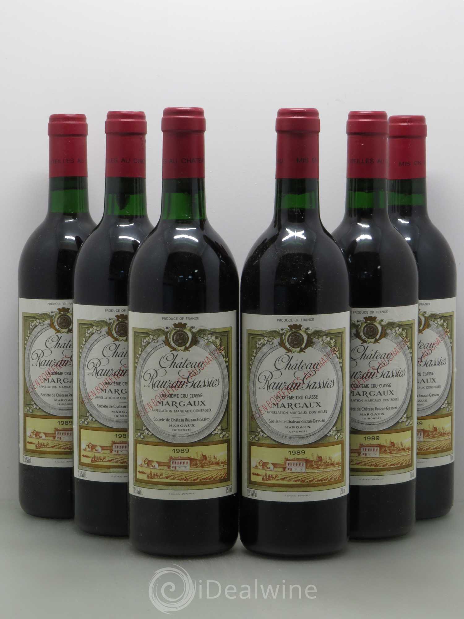 Château Rauzan-Gassies 2ème Grand Cru Classé 1989 - Lot de 6 bouteilles - 0