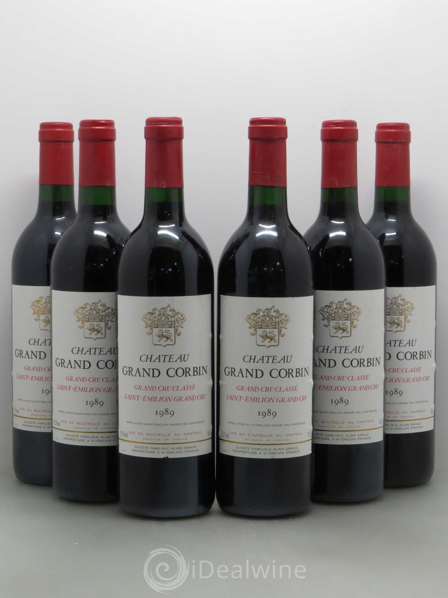 Château Grand Corbin Grand Cru Classé 1989 - Lot de 6 bouteilles - 0