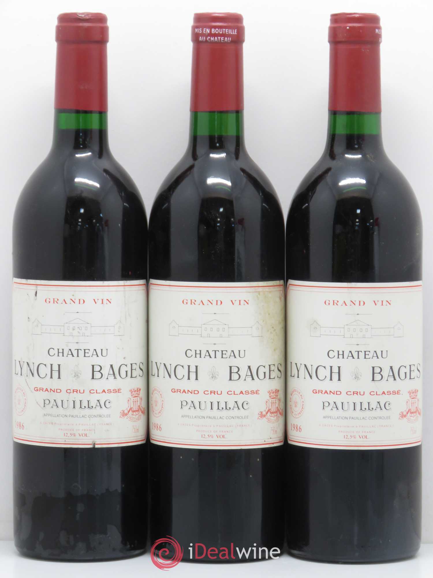 Château Lynch Bages 5ème Grand Cru Classé 1986 - Lot de 3 bouteilles - 0