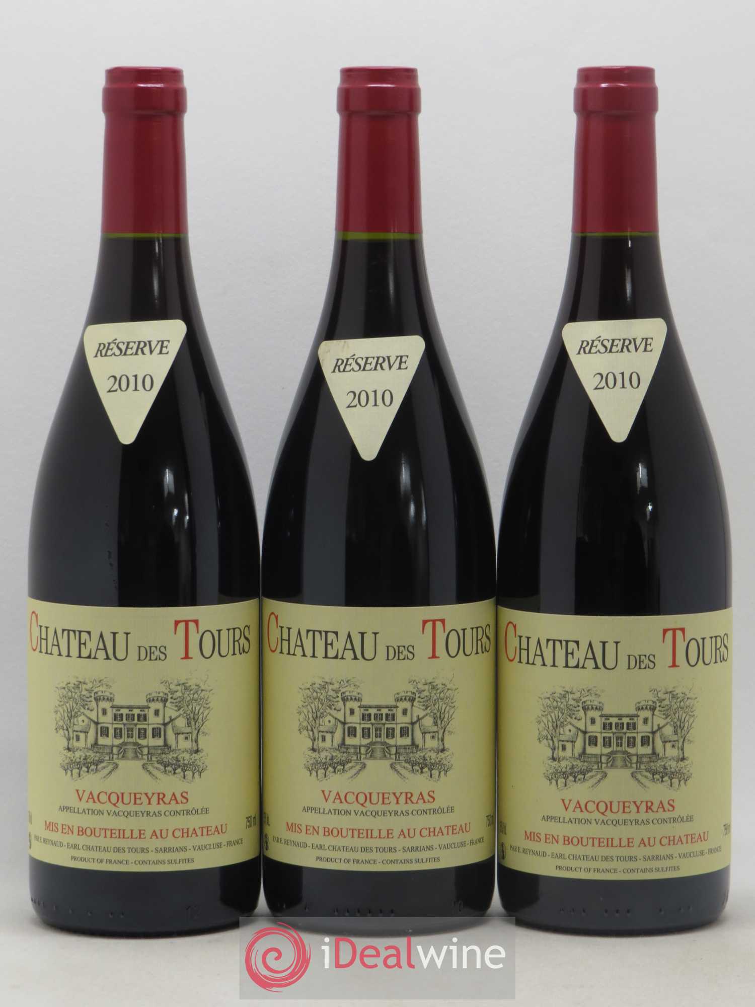 Vacqueyras Château des Tours Emmanuel Reynaud 2010 - Lot de 3 bouteilles - 0