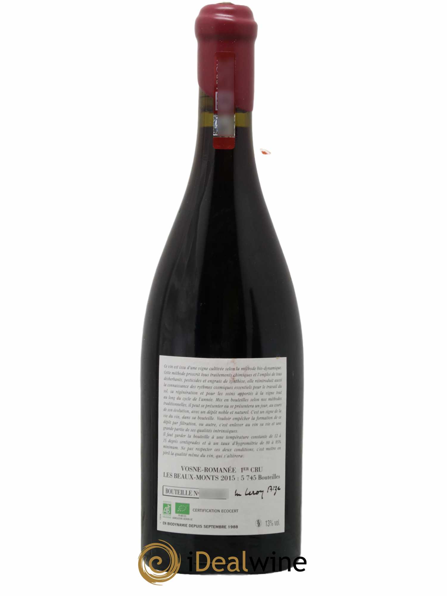 Vosne-Romanée 1er Cru Les Beaux-Monts Leroy (Domaine) 2015 - Lot de 1 bouteille - 1