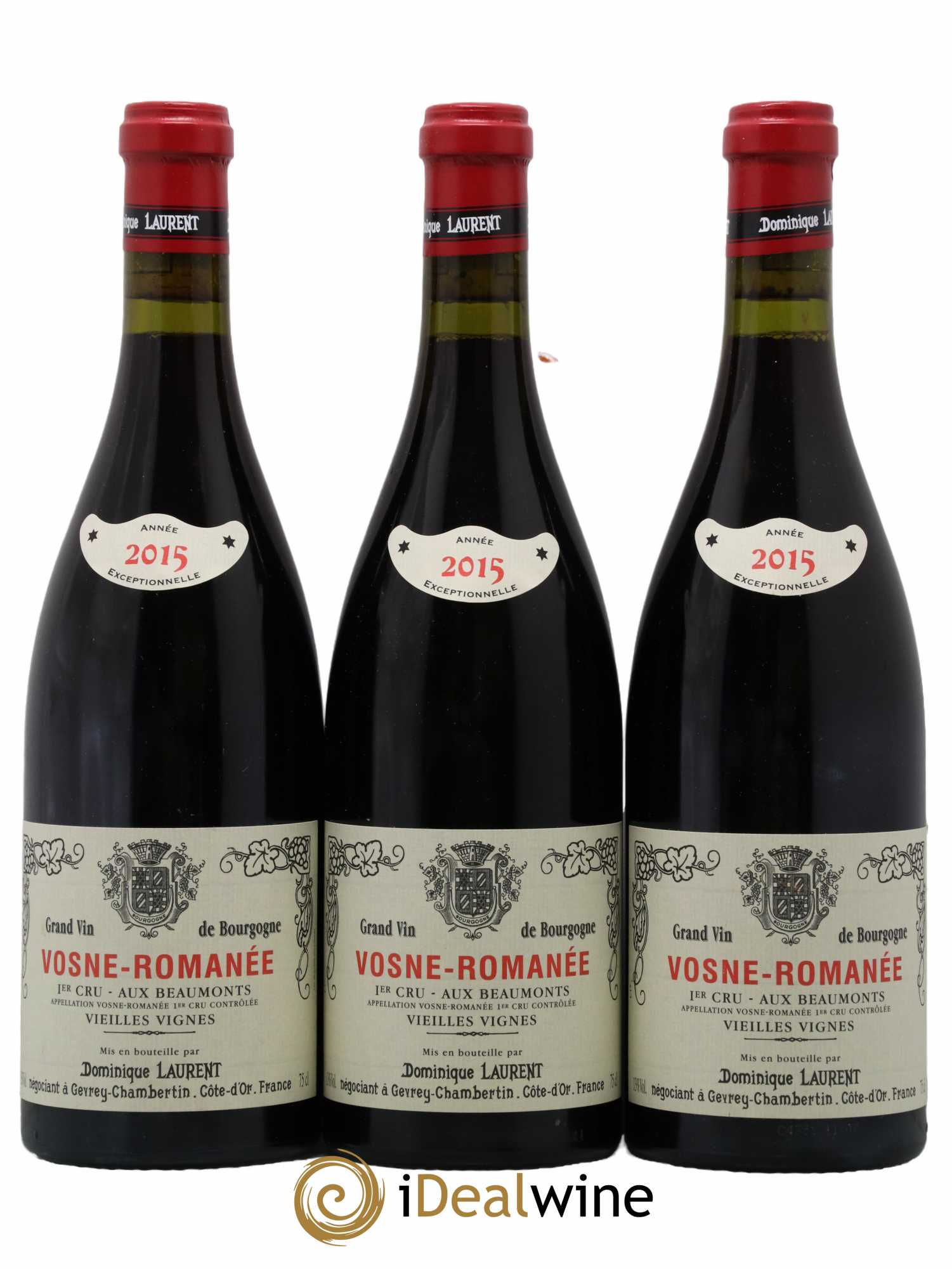Vosne-Romanée 1er Cru Aux Beaumonts Vieilles Vignes Dominique Laurent 2015 - Lot de 3 bouteilles - 0