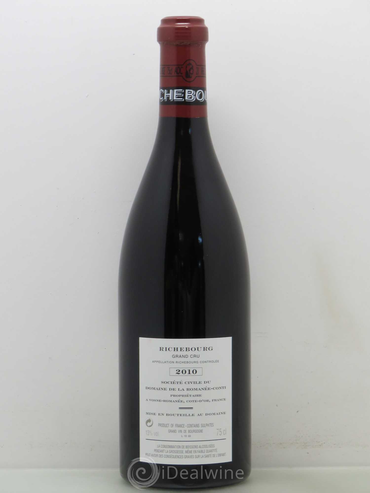 Richebourg Grand Cru Domaine de la Romanée-Conti 2010 - Lot de 1 bouteille - 1