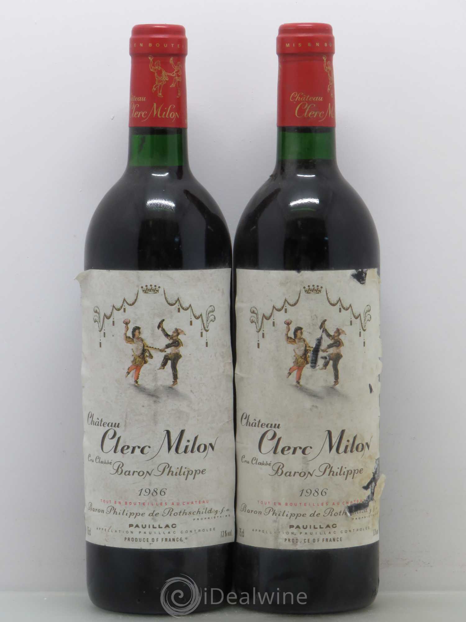 Château Clerc Milon 5ème Grand Cru Classé 1986 - Lot de 2 bouteilles - 0