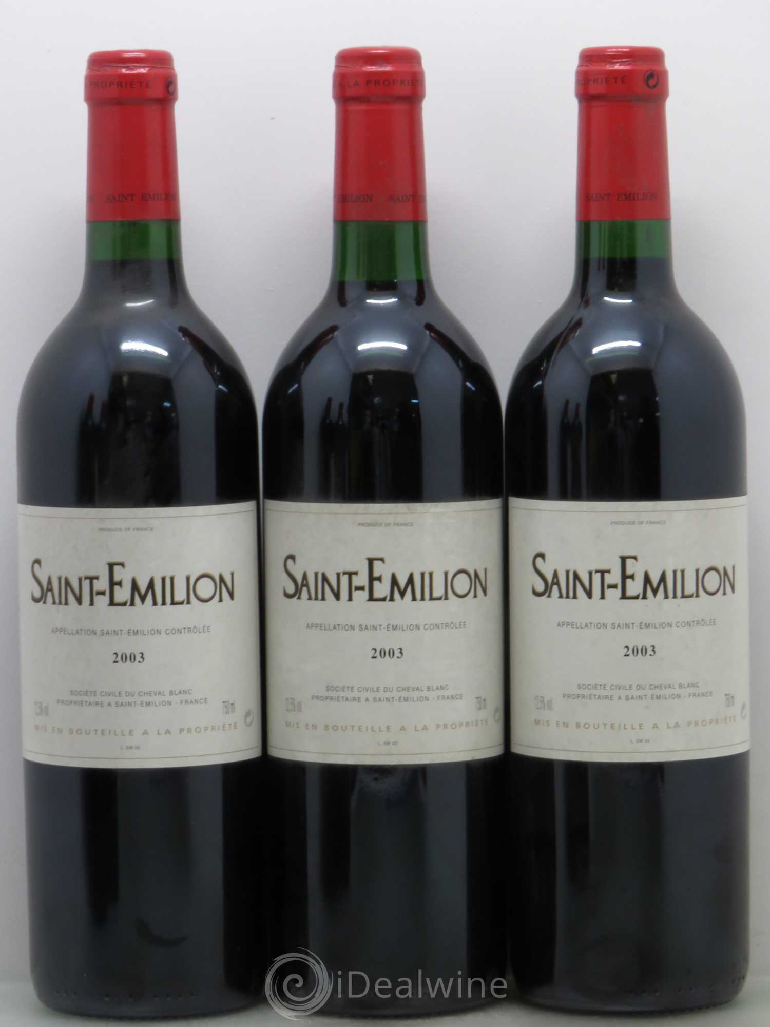 Bordeaux Saint Emilion Du Château Cheval Blanc (sans prix de réserve) 2003 - Posten von 5 Flaschen - 1