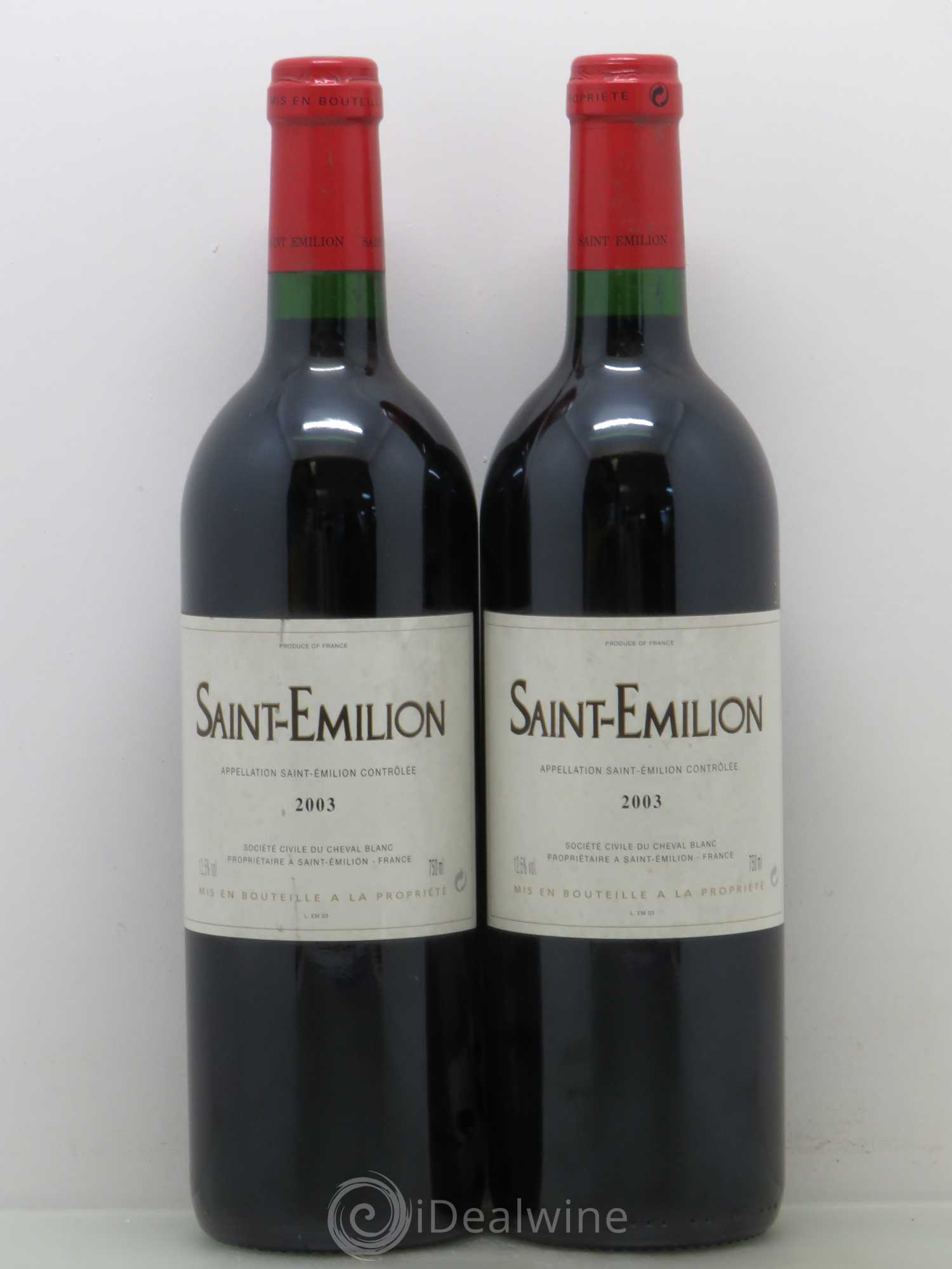 Bordeaux Saint Emilion Du Château Cheval Blanc (sans prix de réserve) 2003 - Posten von 5 Flaschen - 2