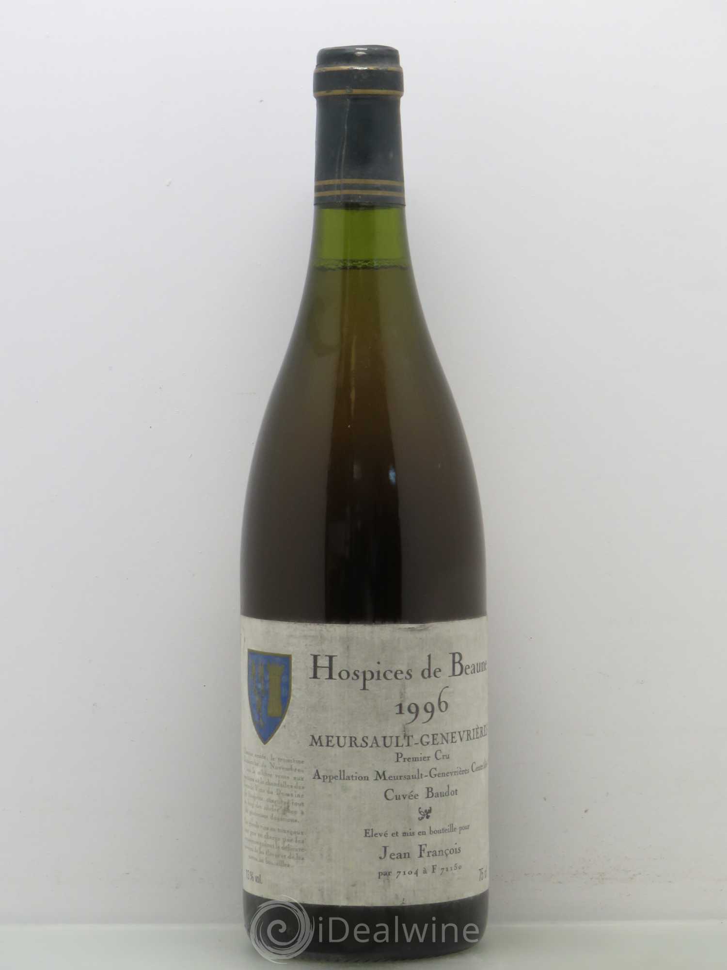 Meursault 1er Cru Genevrieres Hospices De Beaune Cuvee Baudot J François (sans prix de réserve) 1996 - Posten von 1 Flasche - 0