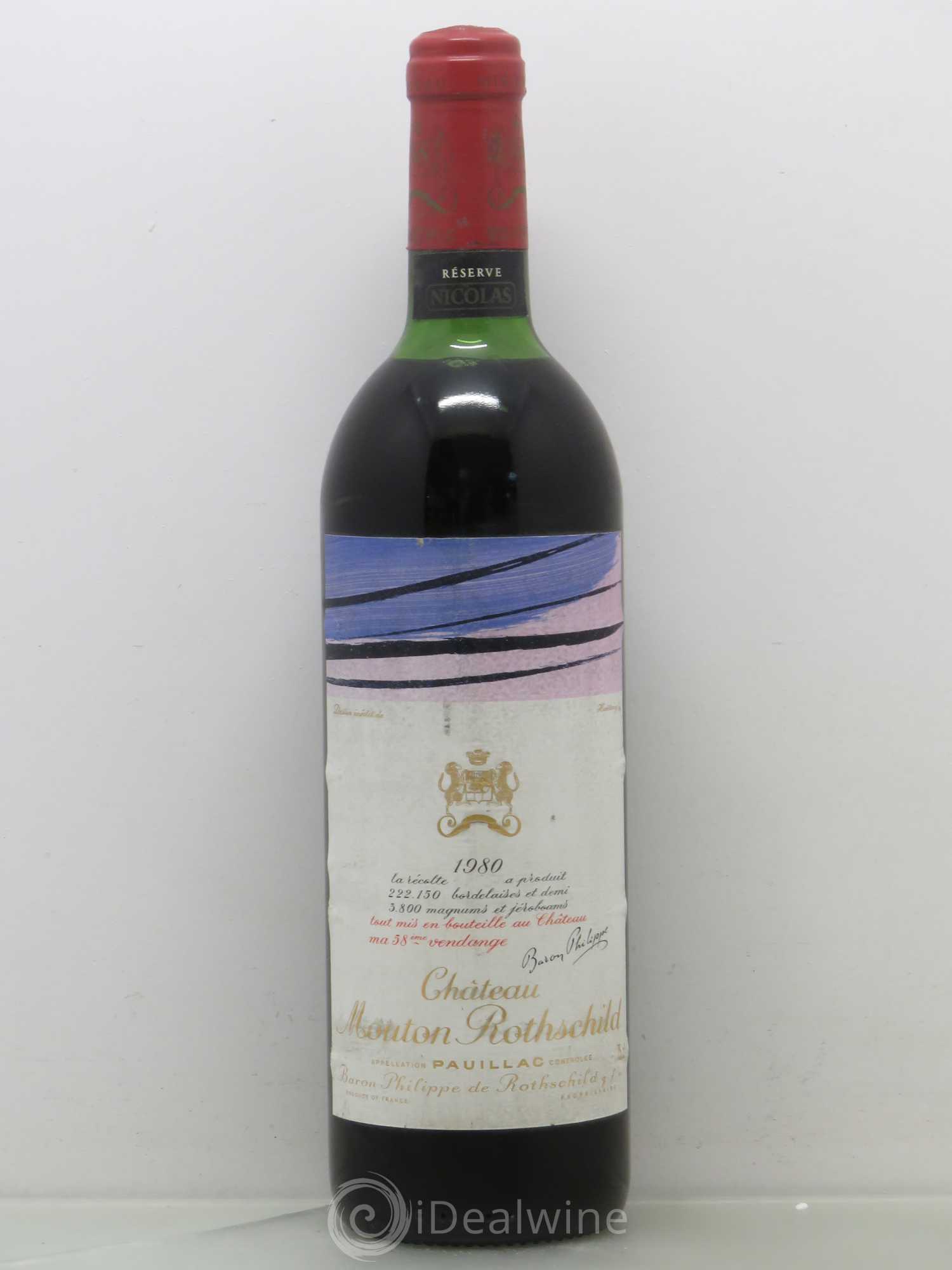 Château Mouton Rothschild 1er Grand Cru Classé 1980 - Lot de 1 bouteille - 0