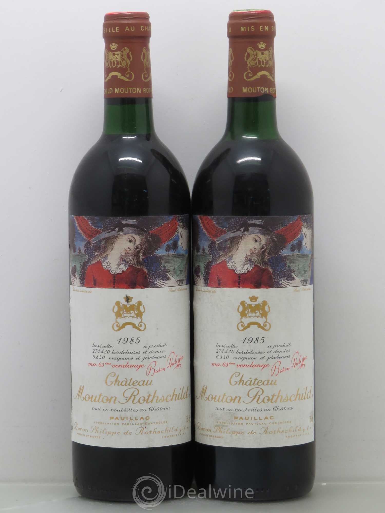 Château Mouton Rothschild 1er Grand Cru Classé 1985 - Lot de 2 bouteilles - 0