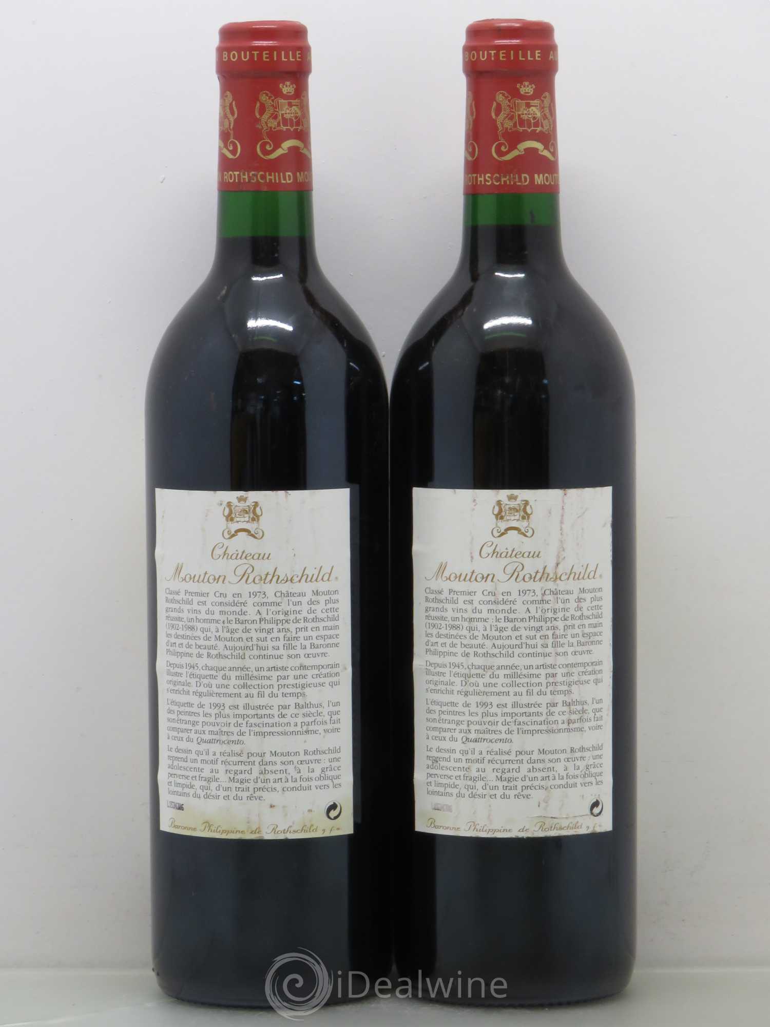 Château Mouton Rothschild 1er Grand Cru Classé 1993 - Lot de 2 bouteilles - 1