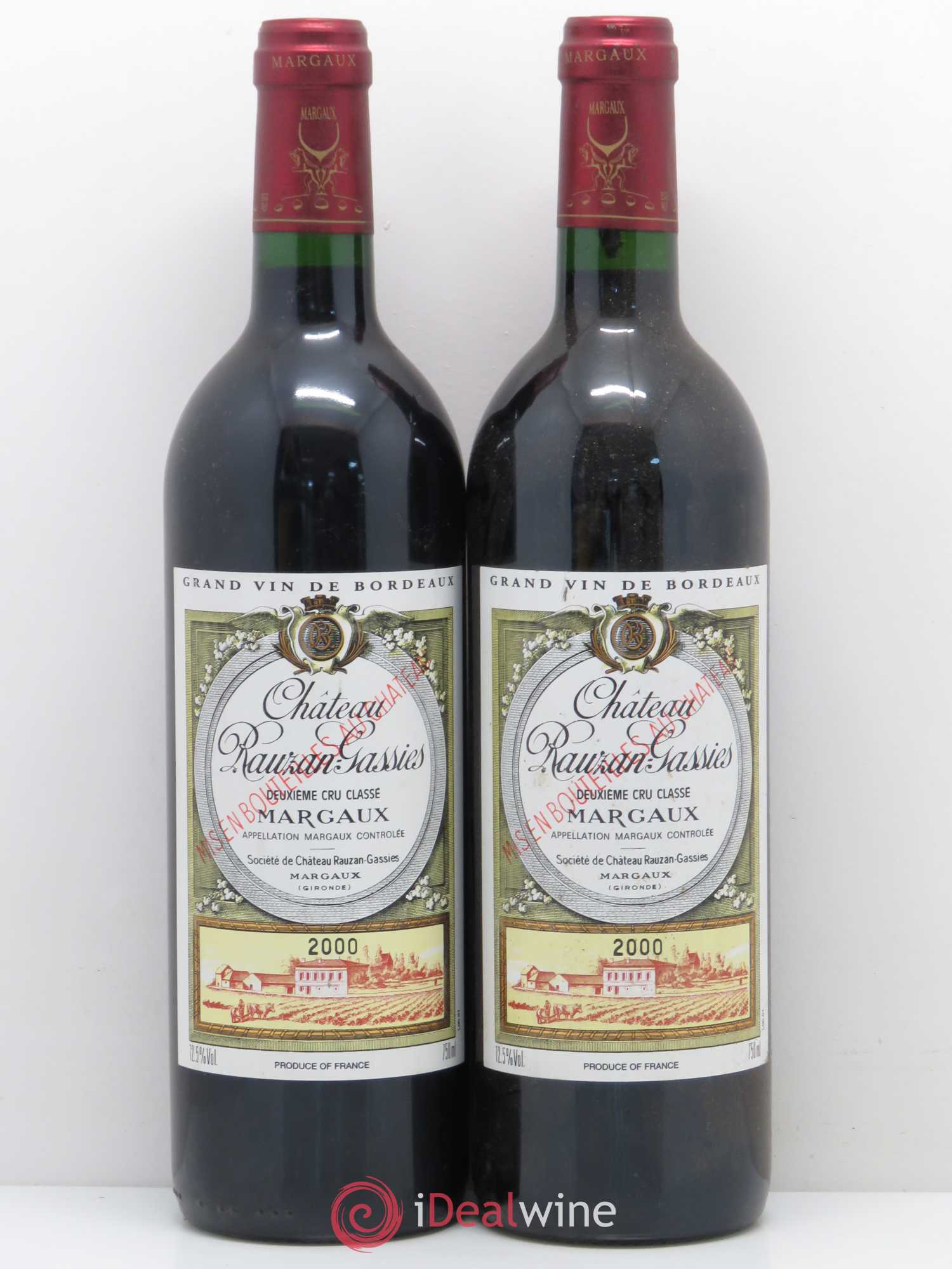Château Rauzan-Gassies 2ème Grand Cru Classé 2000 - Lot de 2 bouteilles - 0