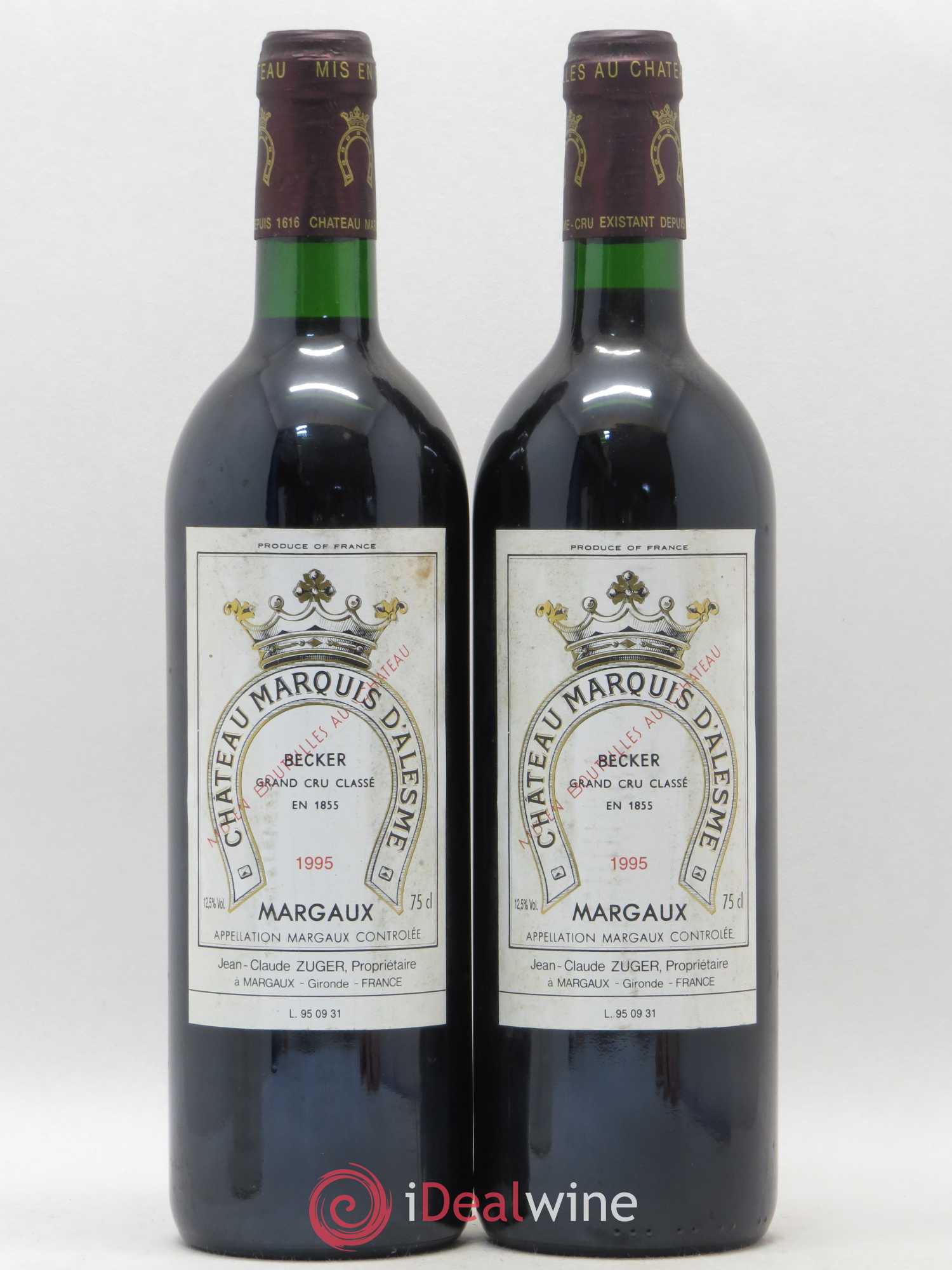 Château Marquis d'Alesme 1995 - Lot de 2 bouteilles - 0