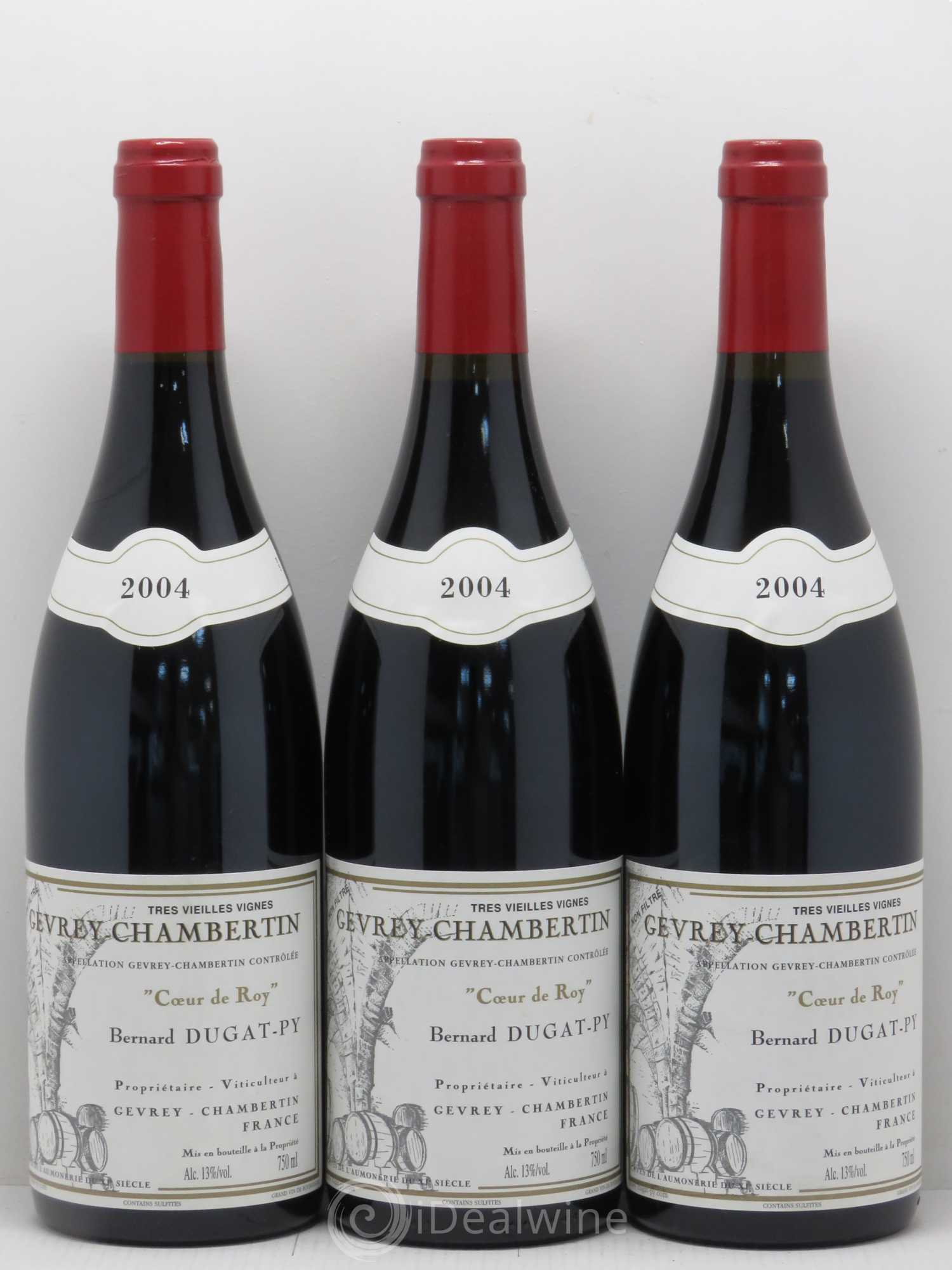 Gevrey-Chambertin Coeur de Roy Très Vieilles Vignes Dugat-Py 2004 - Lot de 3 bouteilles - 0