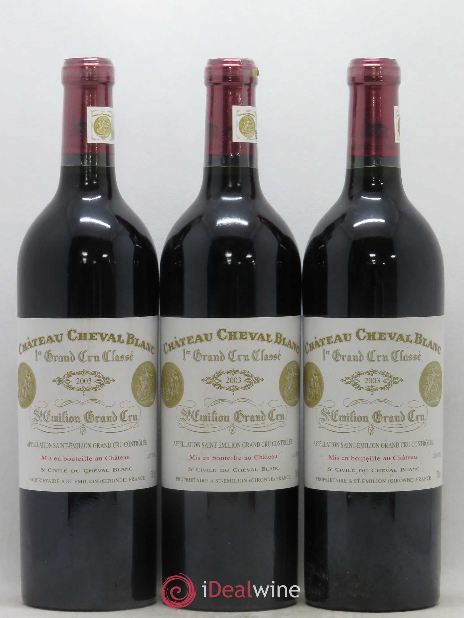 Château Cheval Blanc 1er Grand Cru Classé A 2003 - Lot de 3 bouteilles - 0