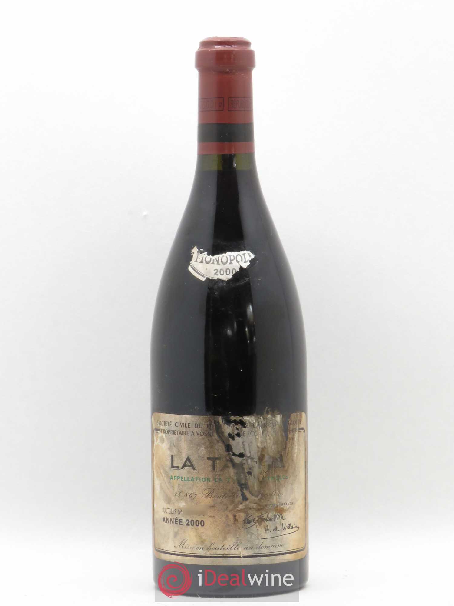 La Tâche Grand Cru Domaine de la Romanée-Conti 2000 - Lot de 1 bouteille - 0
