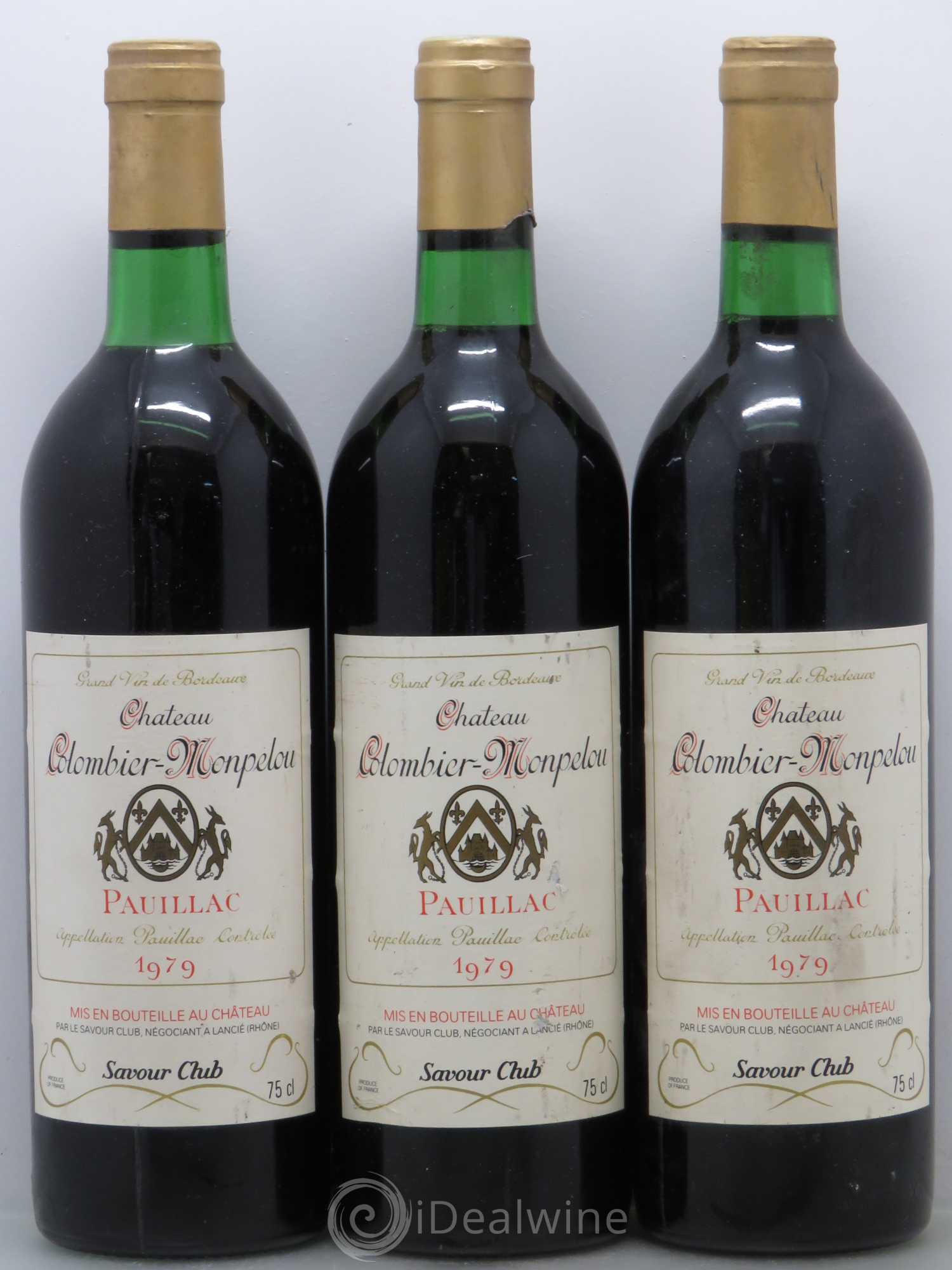 Château Colombier Monpelou Cru Bourgeois 1979 - Lot de 3 bouteilles - 0