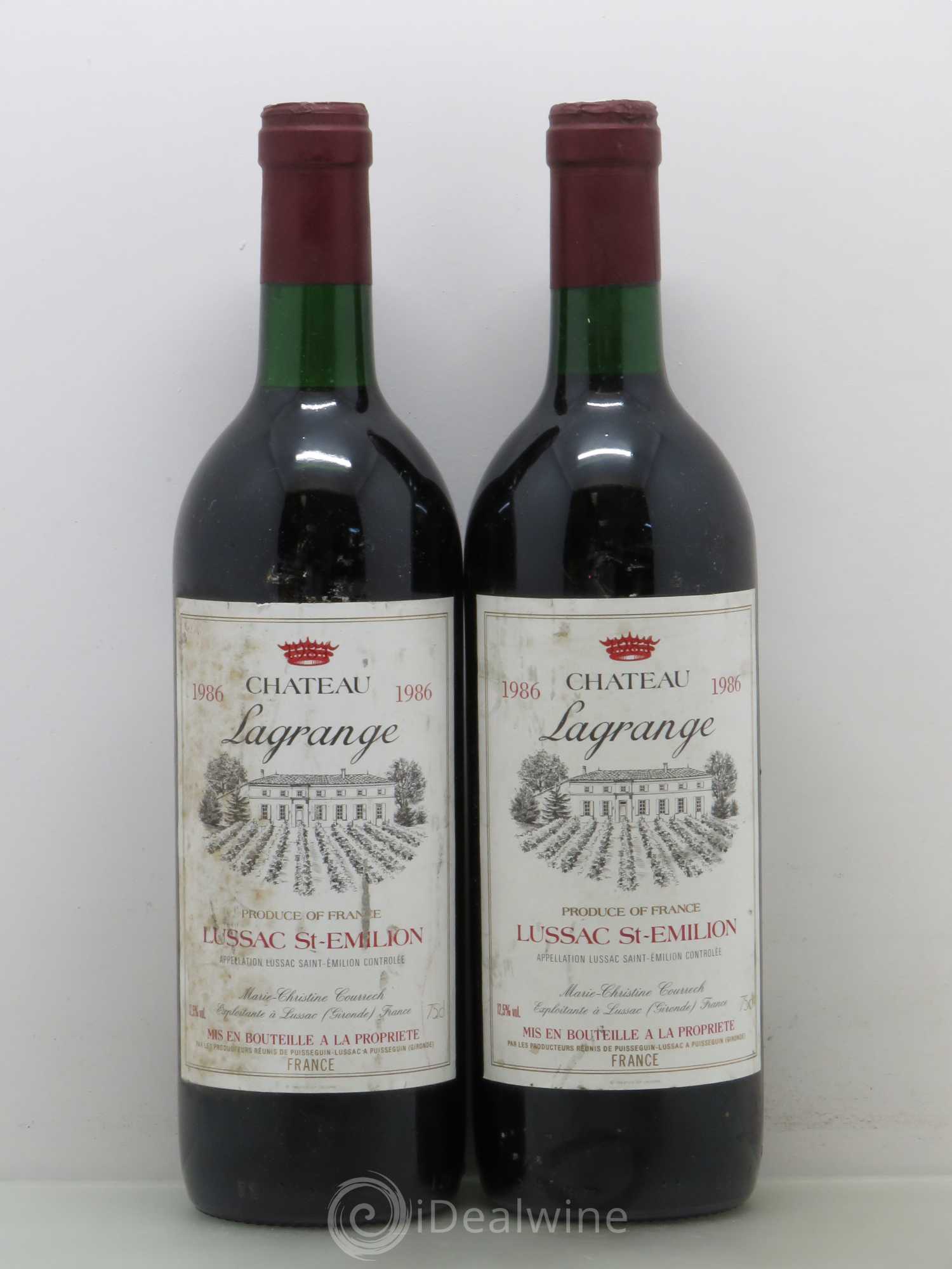 Bordeaux Château Lagrange, Lussac Saint Emilion (sans prix de réserve) 1986 - Posten von 2 Flaschen - 0