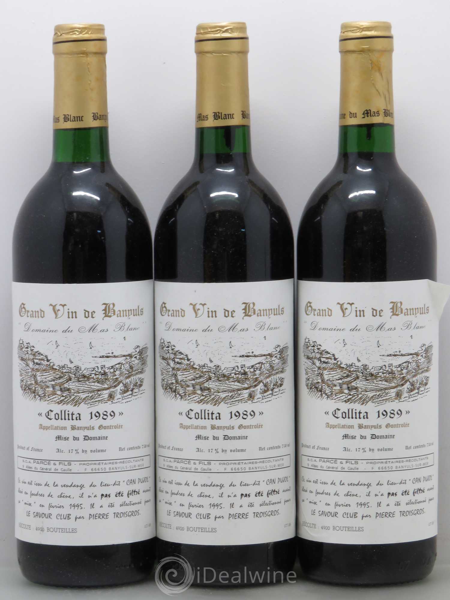 Banyuls Domaine du Mas Blanc Collita 1989 - Posten von 3 Flaschen - 0