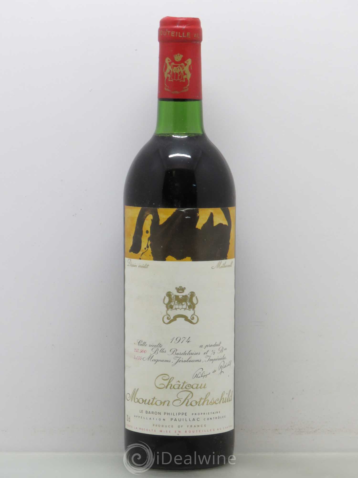 Château Mouton Rothschild 1er Grand Cru Classé 1974 - Lot de 1 bouteille - 0