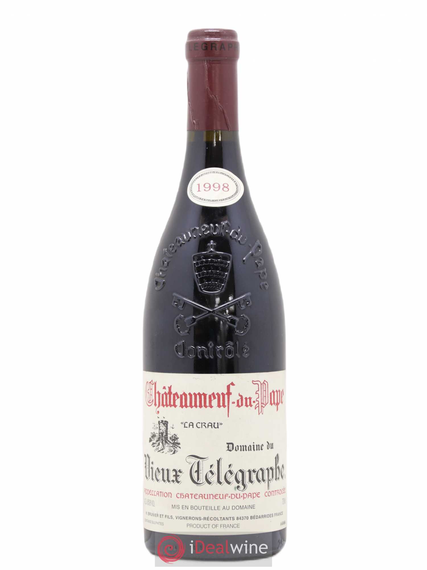 Châteauneuf-du-Pape Vieux Télégraphe (Domaine du) Vignobles Brunier 1998 - Lot de 1 bouteille - 0