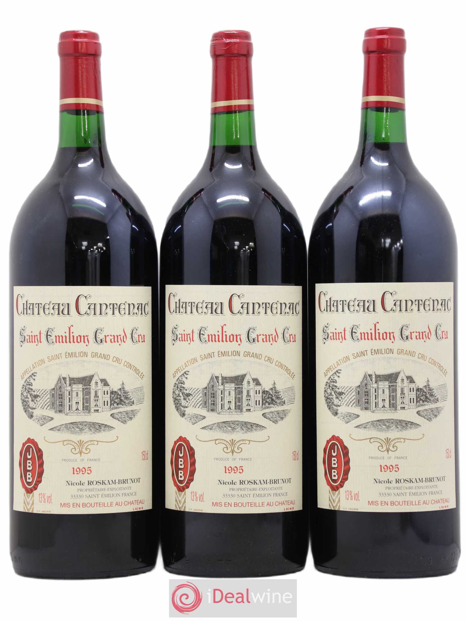 Saint-Émilion Grand Cru Château Cantenac 1995 - Lot de 3 magnums - 0