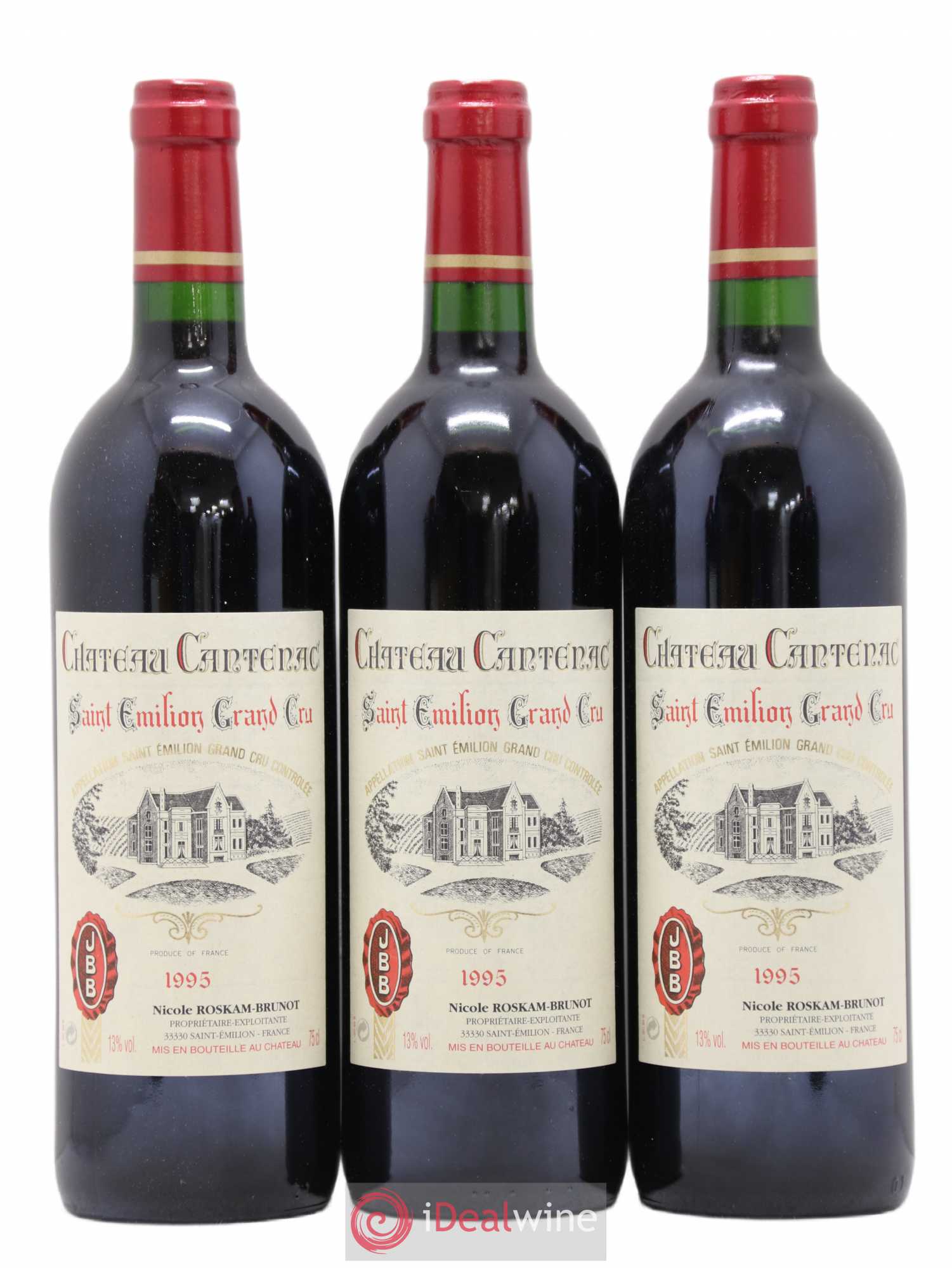 Saint-Émilion Grand Cru Château Cantenac 1995 - Lot de 6 bouteilles - 1