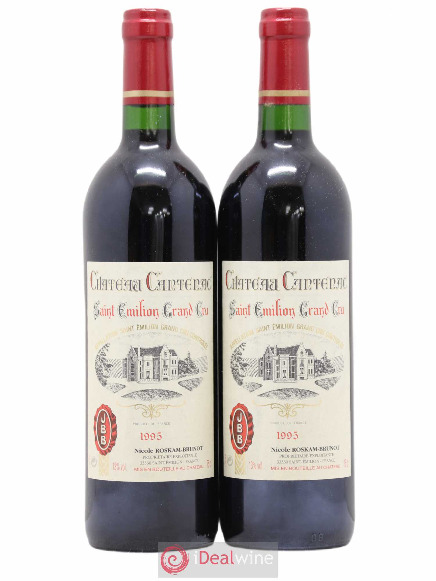 Saint-Émilion Grand Cru Château Cantenac 1995 - Lot de 2 bouteilles - 0