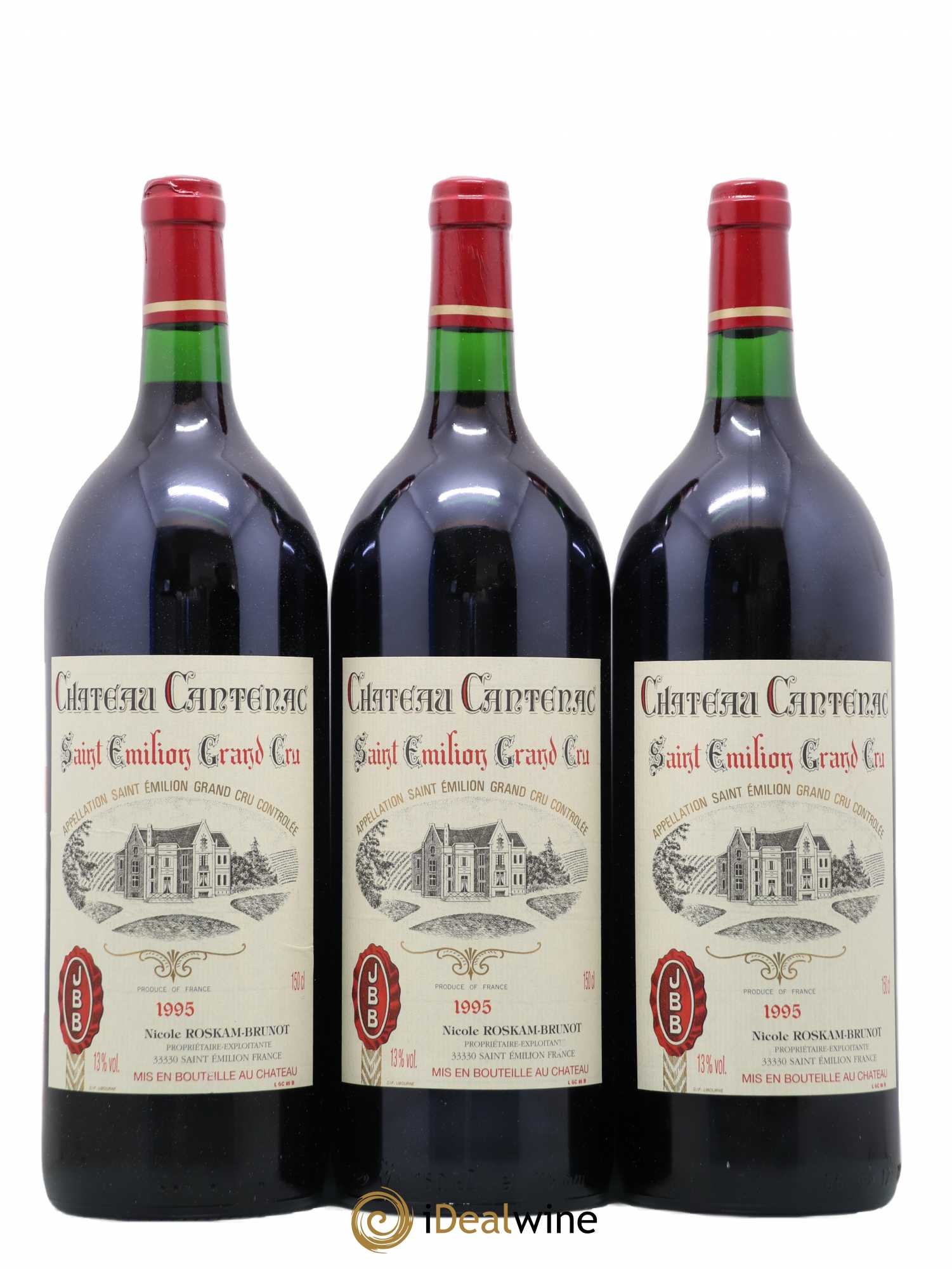 Saint-Émilion Grand Cru Chateau Cantenac 1995 - Posten von 3 Magnum - 0