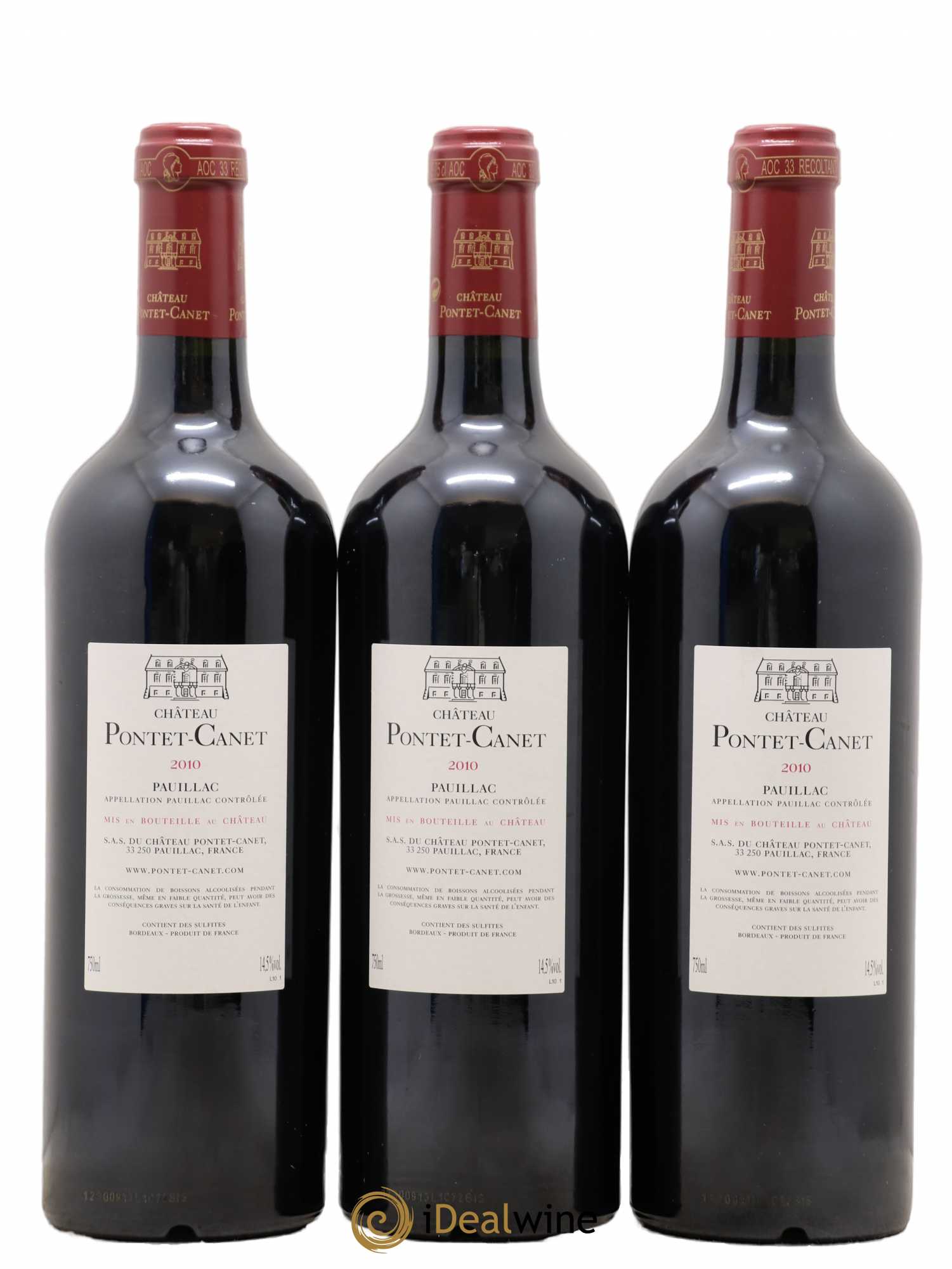 Château Pontet Canet 5ème Grand Cru Classé 2010 - Lot de 3 bouteilles - 1