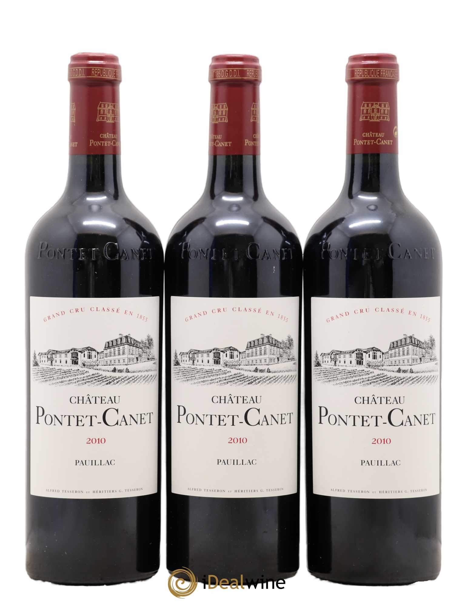 Château Pontet Canet 5ème Grand Cru Classé 2010 - Lot de 3 bouteilles - 0