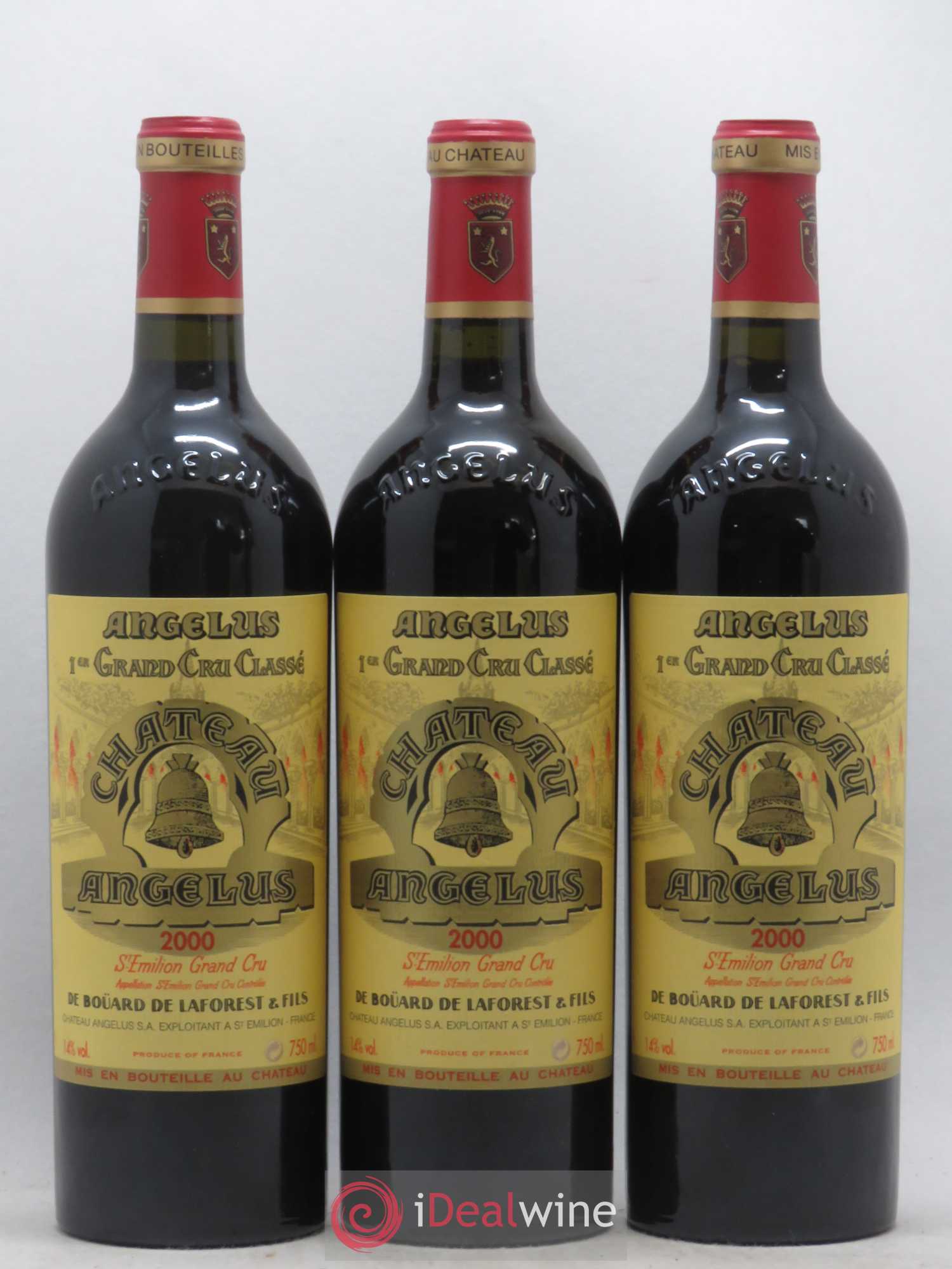 Château Angélus 1er Grand Cru Classé A 2000 - Lot de 3 bouteilles - 0