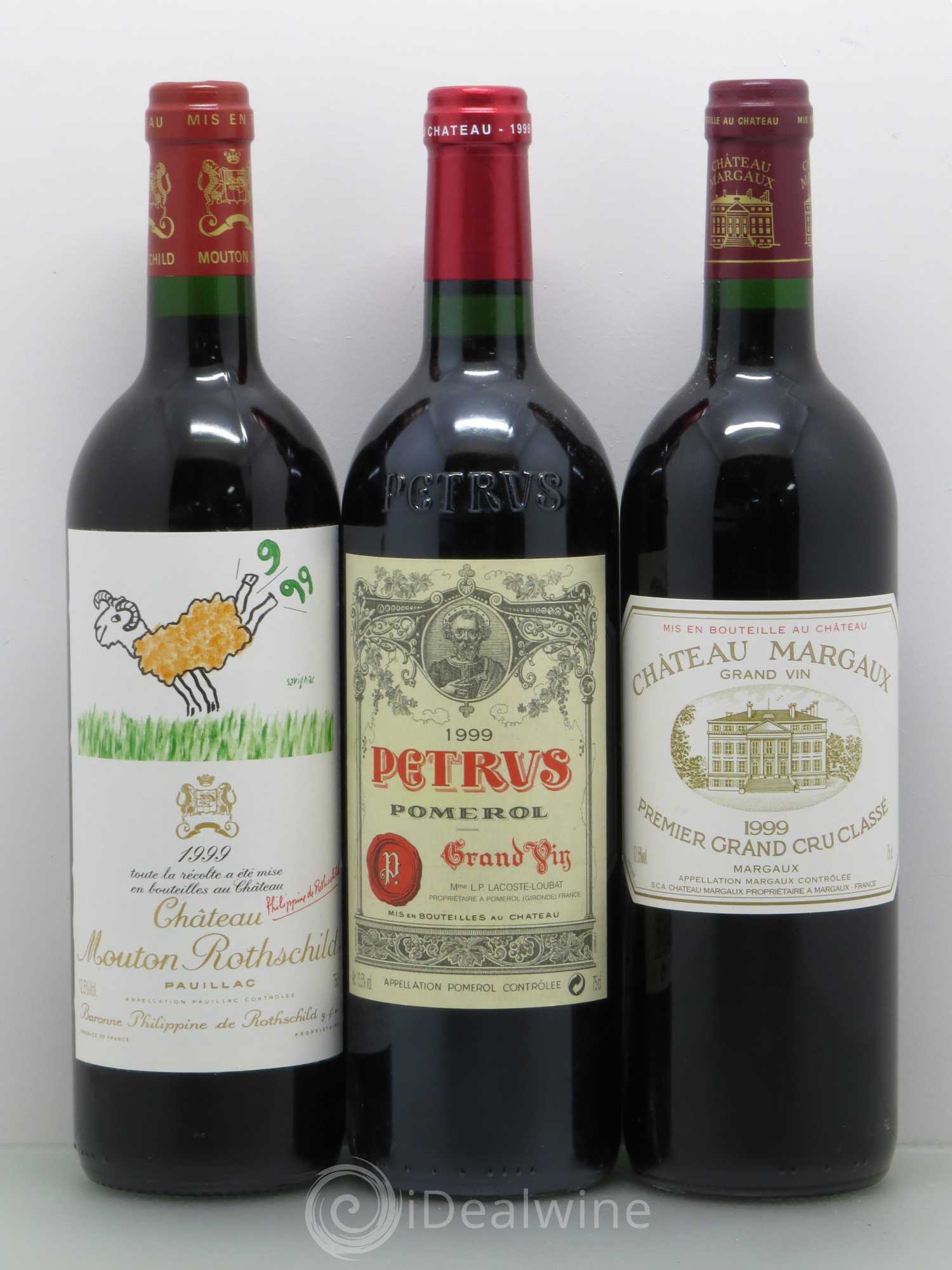 Caisse Duclot 1 Lafite 1 Latour 1 Mouton 1 Margaux 1 Haut-brion 1 Mission Haut-Brion 1 Ausone 1 Cheval blanc 1 Petrus 1999 - Posten von 1 Flasche - 3