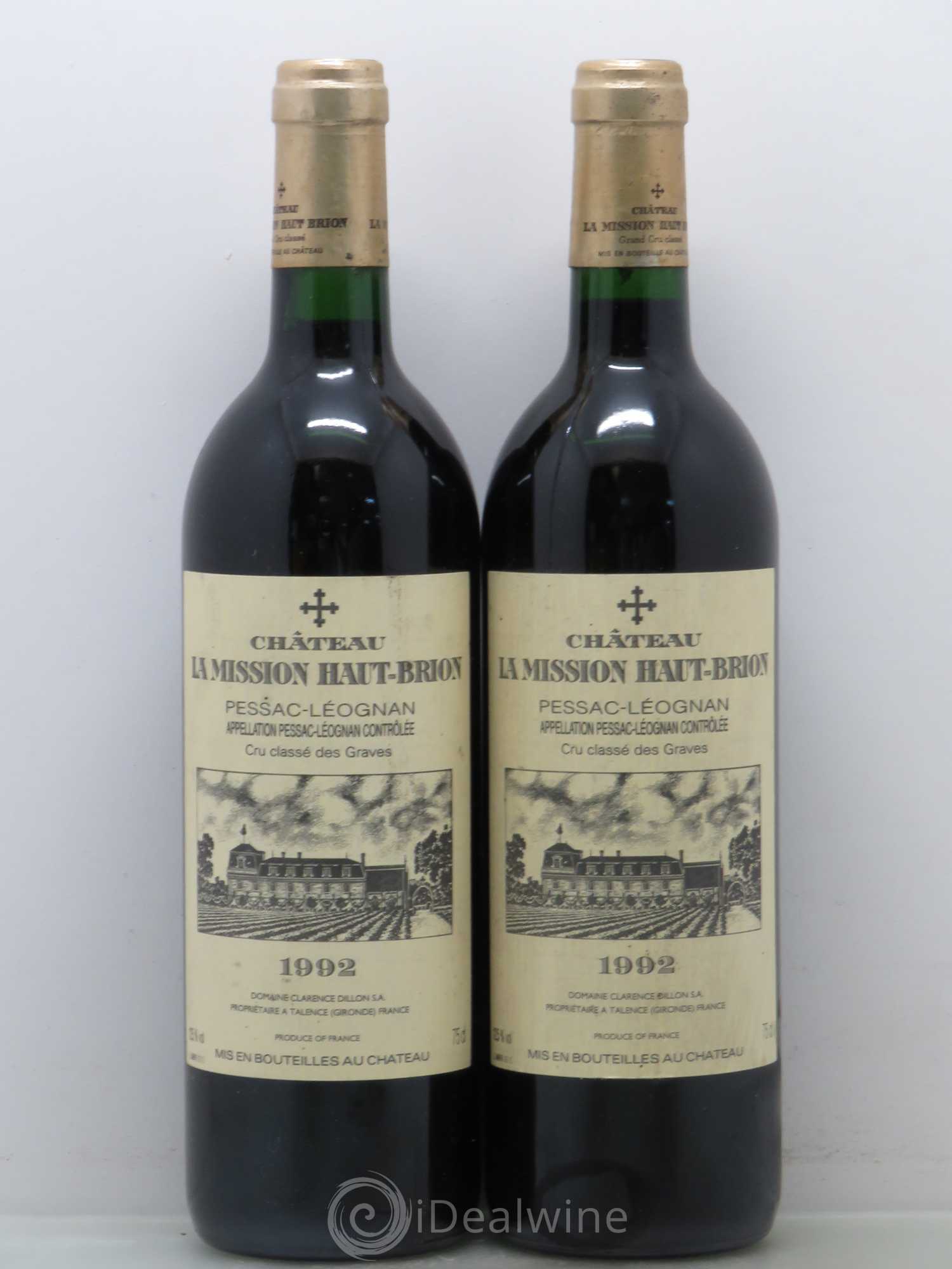 Château la Mission Haut-Brion Cru Classé de Graves 1992 - Lot de 2 bouteilles - 0
