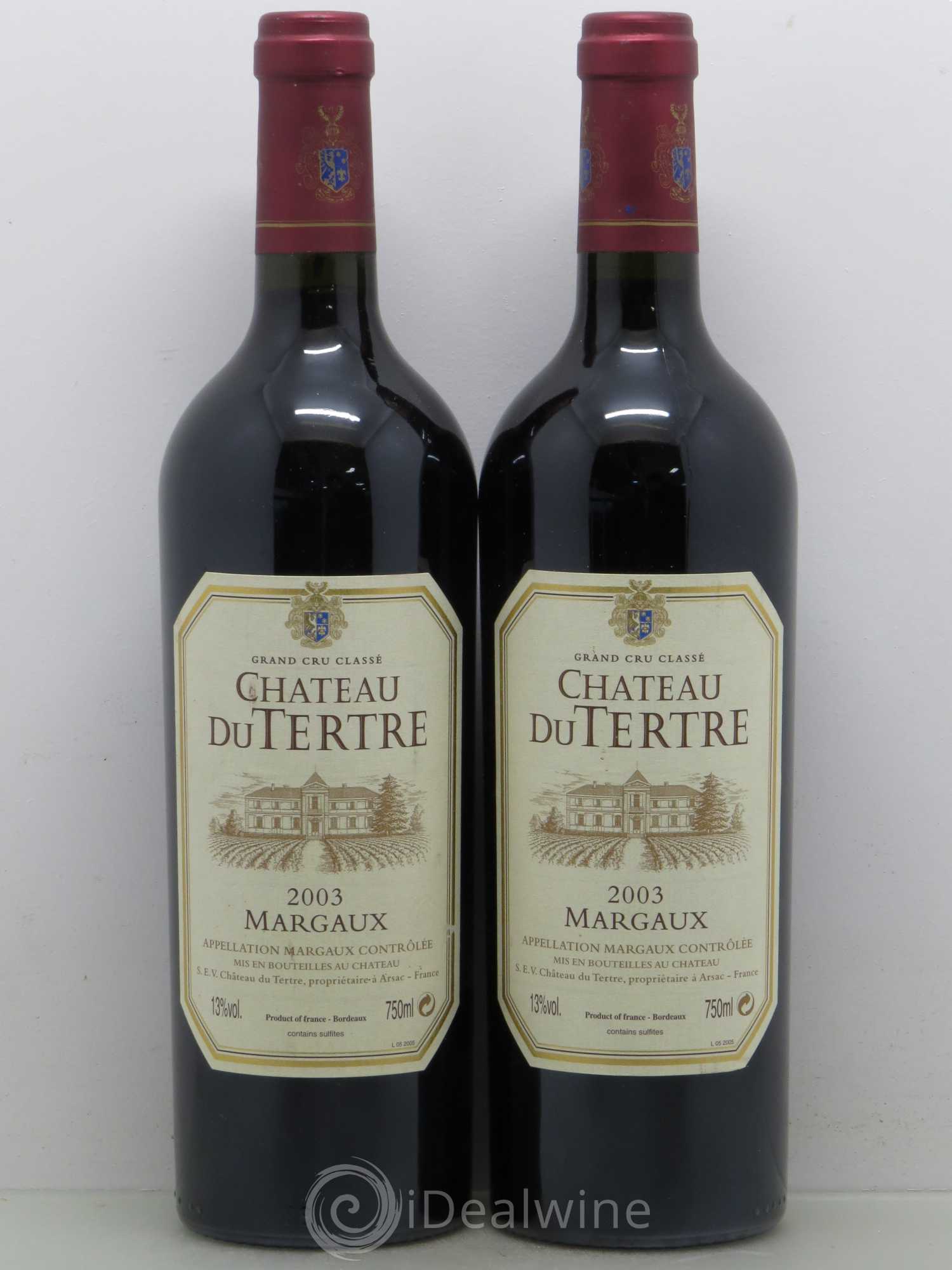 Château du Tertre 5ème Grand Cru Classé 2003 - Lot de 2 bouteilles - 0