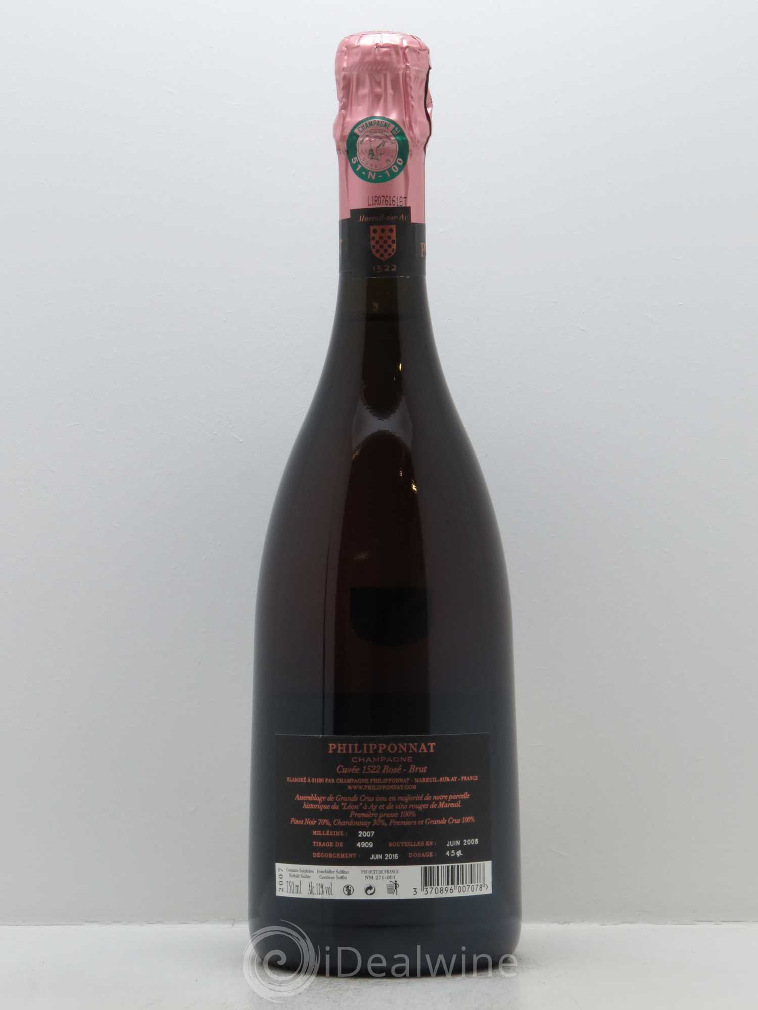 Cuvée 1522 1er Cru Brut Philipponnat 2007 - Lot de 1 bouteille - 1