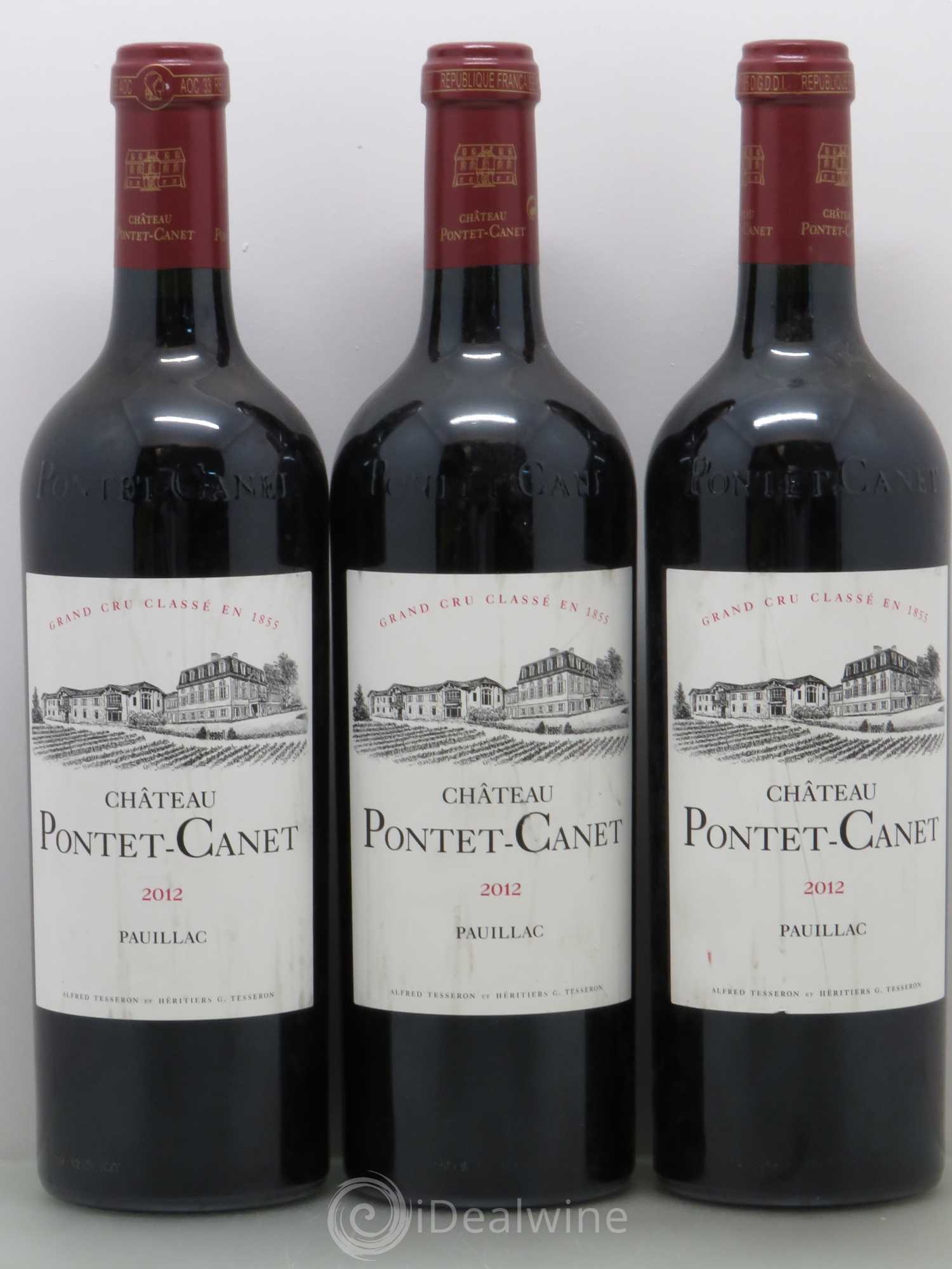 Château Pontet Canet 5ème Grand Cru Classé 2012 - Lot de 3 bouteilles - 0